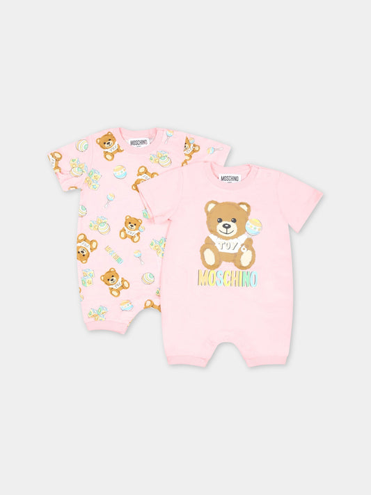 Set rosa per neonata con Teddy Bear,Moschino Kids,MPY02P LAB59 84485