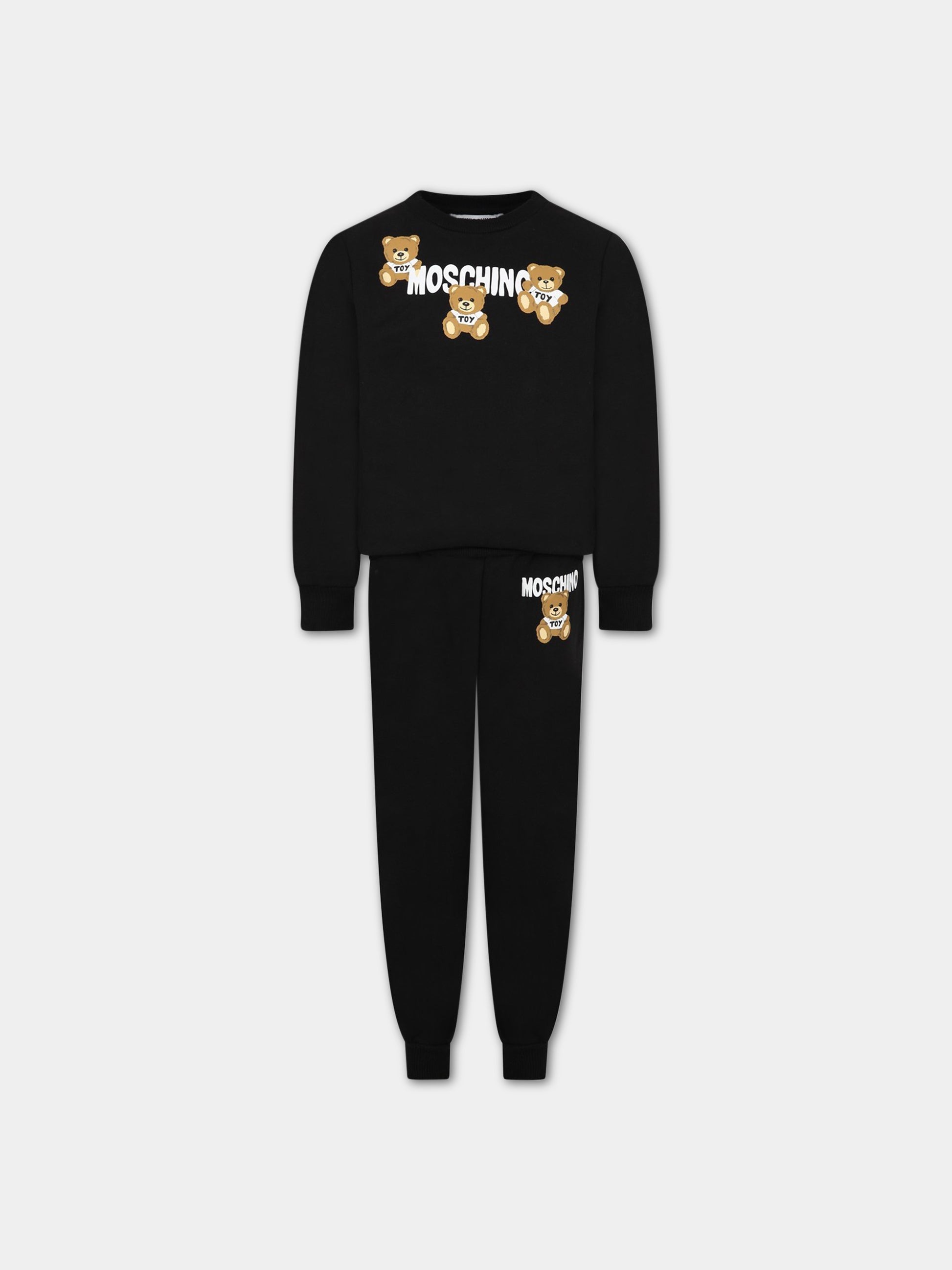 Completo nero per bambino con Teddy Bear e logo,Moschino Kids,HUK03E LCA32 60100