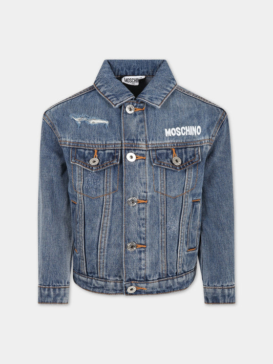 Giacca blu per bambino con Teddy Bear e logo,Moschino Kids,HUS03S L0E01 40362