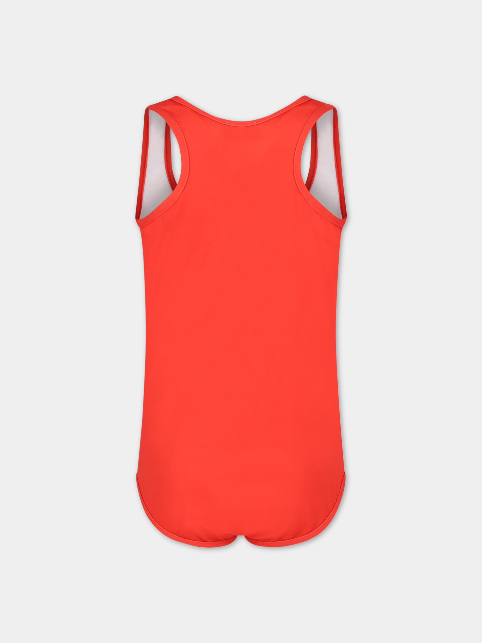 Costume rosso intero per bambina con Teddy Bear e logo,Moschino Kids,HDL00O LKA00 50109