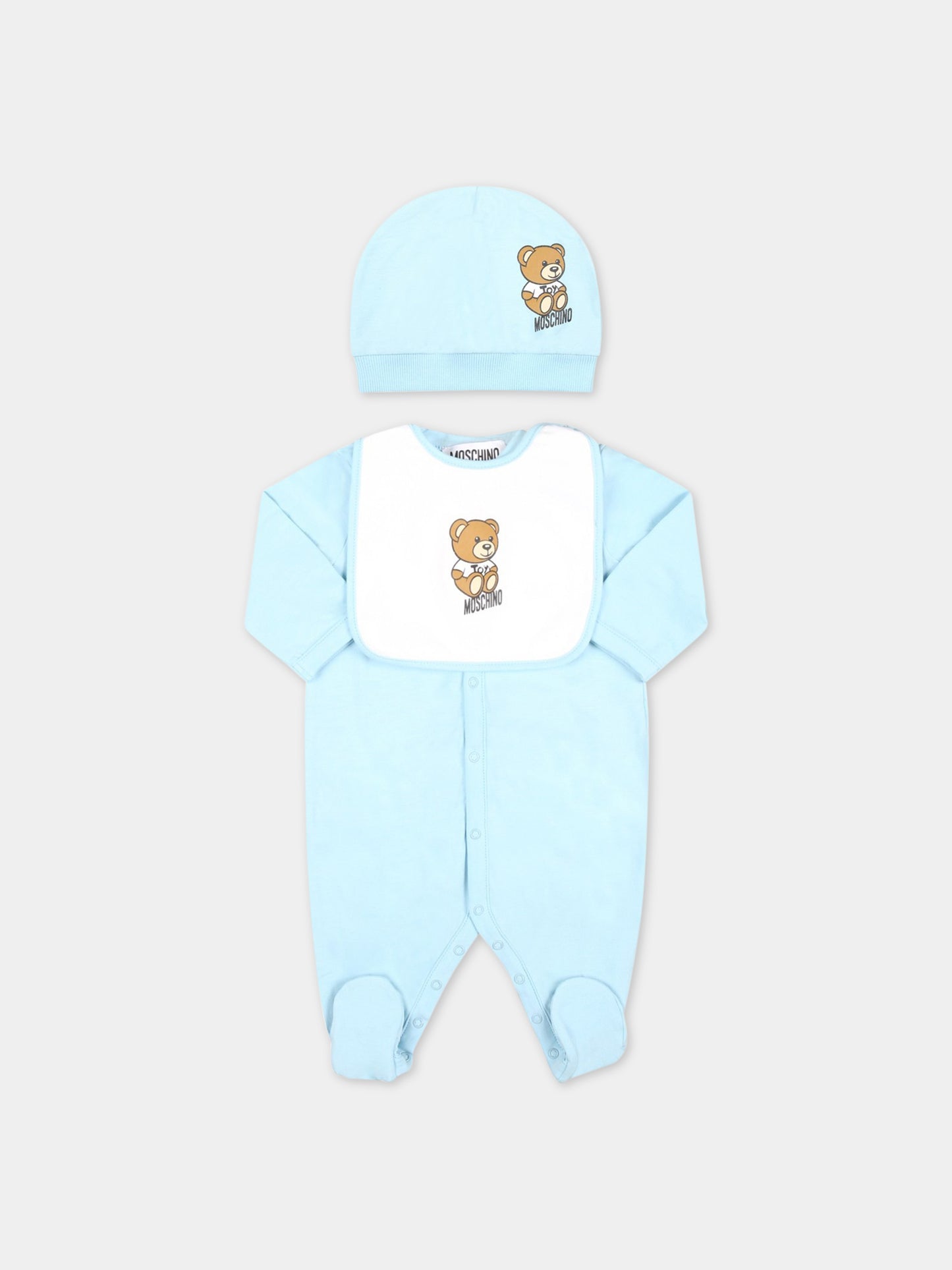 Set celeste per neonato con Teddy Bear,Moschino Kids,MUY04R LBA10 40304