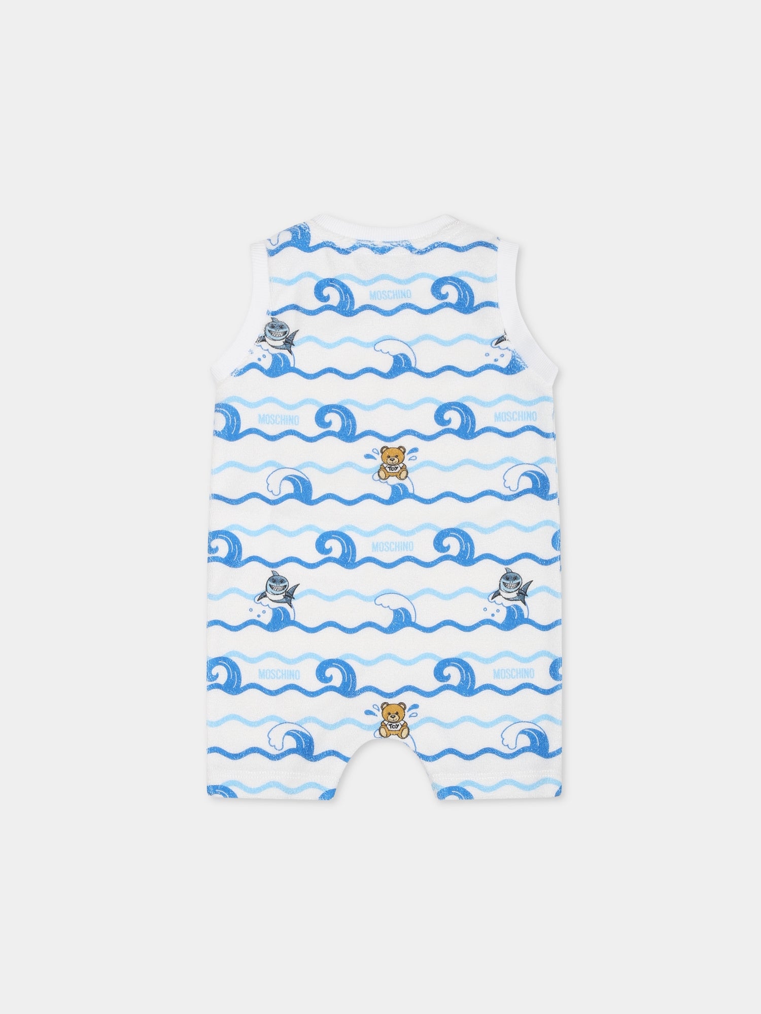 Set celeste per neonato con stampa e Teddy Bear,Moschino Kids,MUY04W LAA02 84294