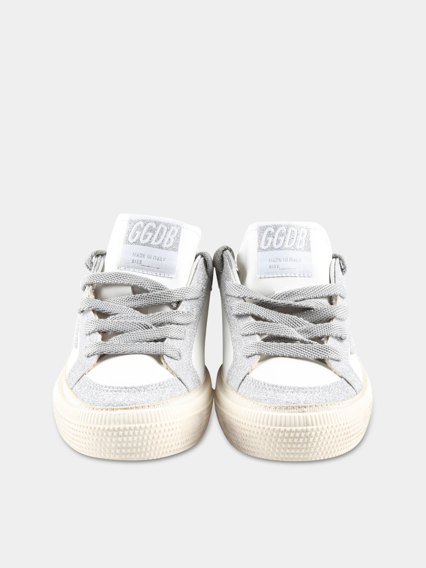 Sneakers bianche per bambina con stella argentata,Golden Goose,GYF00495 F004216 80185