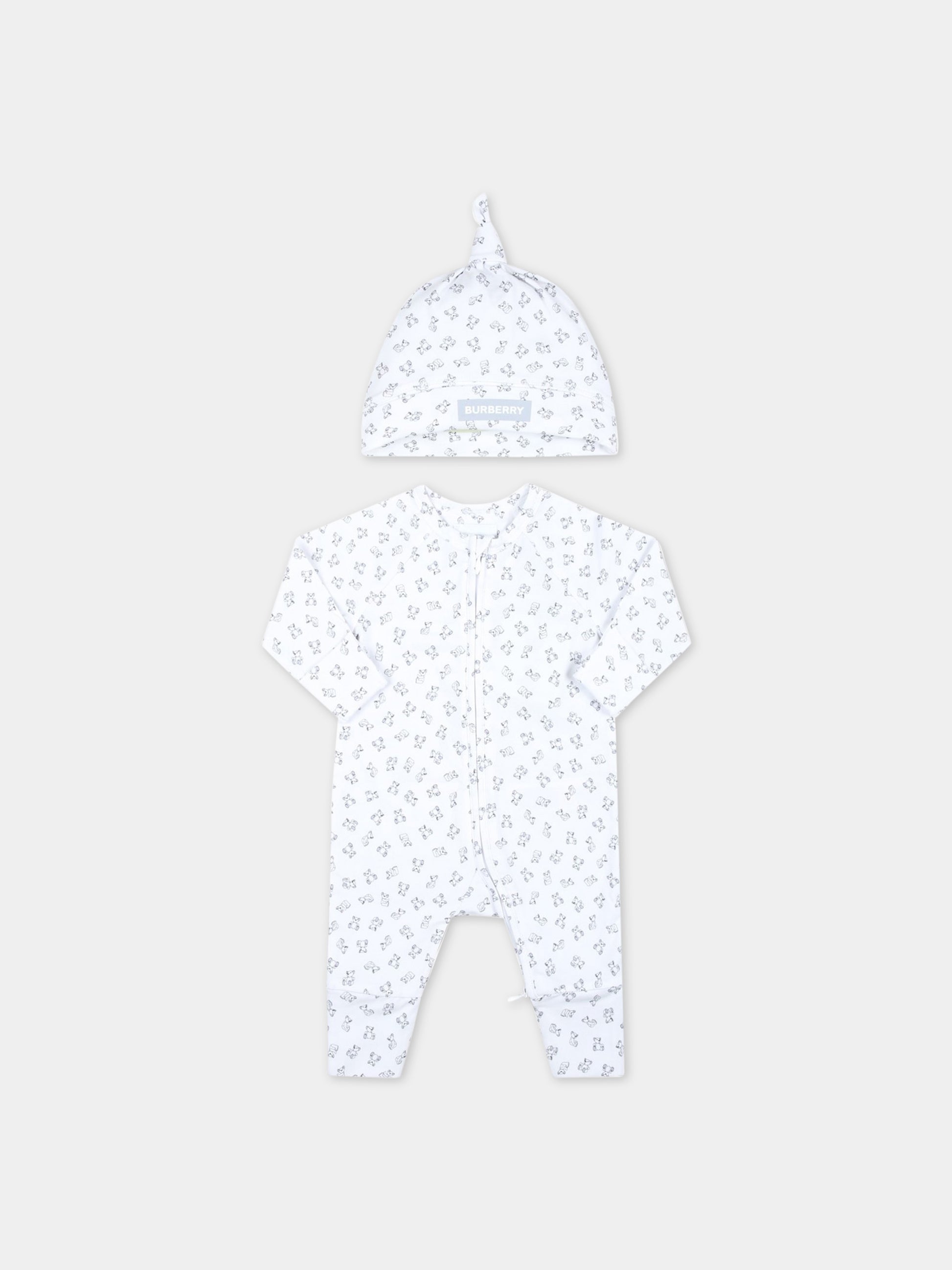 Set bianco per neonati con Thomas Bear,Burberry Kids,8062659