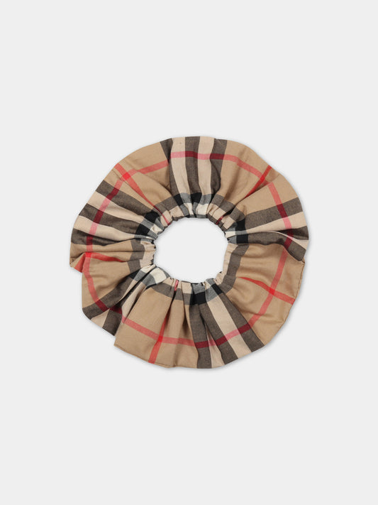 Elastico beige per capelli per bambina con iconico check vintage,Burberry Kids,8038397