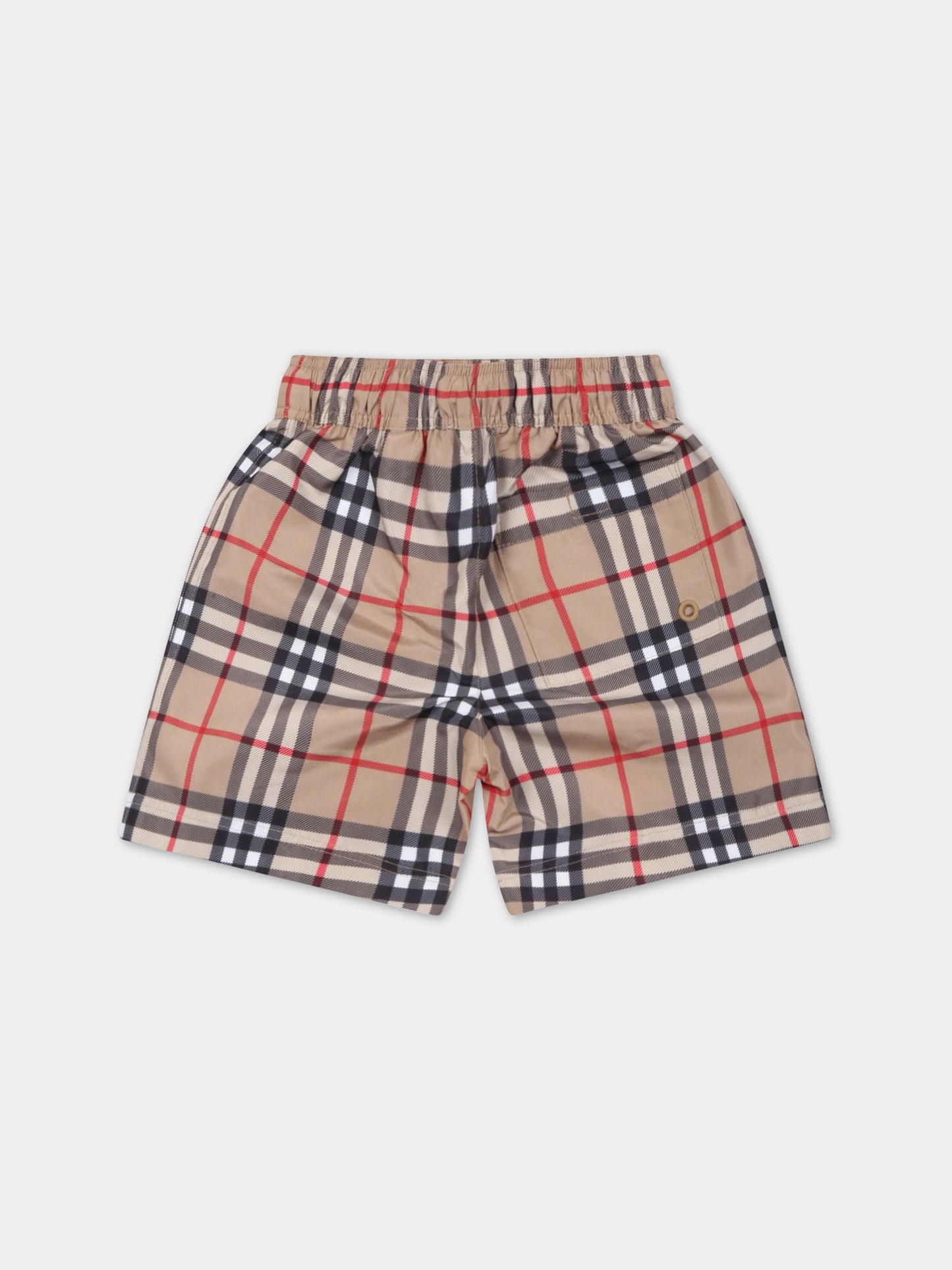 Boxer beige mare per neonato con iconico check vintage,Burberry Kids,8062273