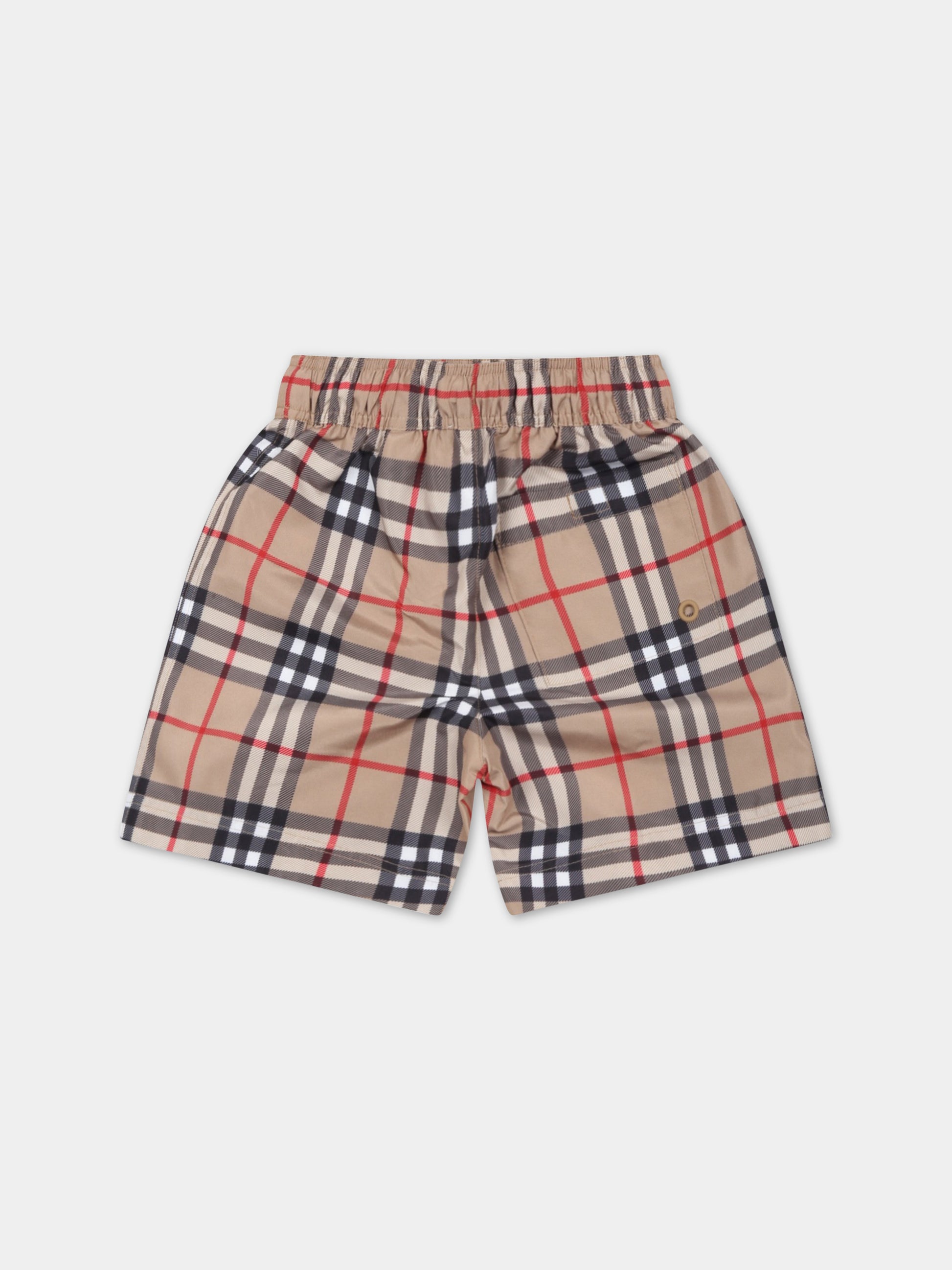 Boxer beige mare per neonato con iconico check vintage,Burberry Kids,8062273