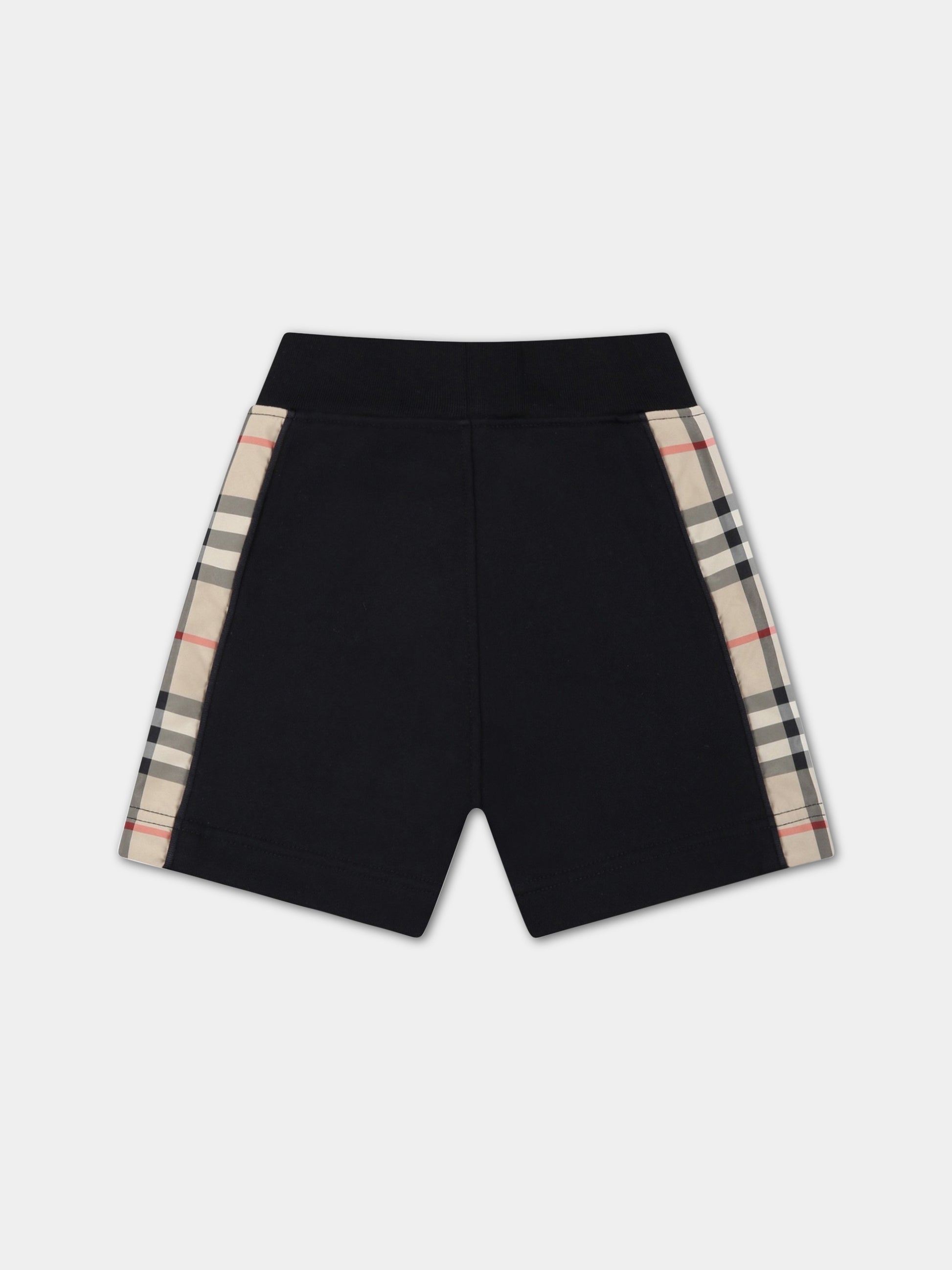 Shorts neri per neonato con check vintage,Burberry Kids,8061447