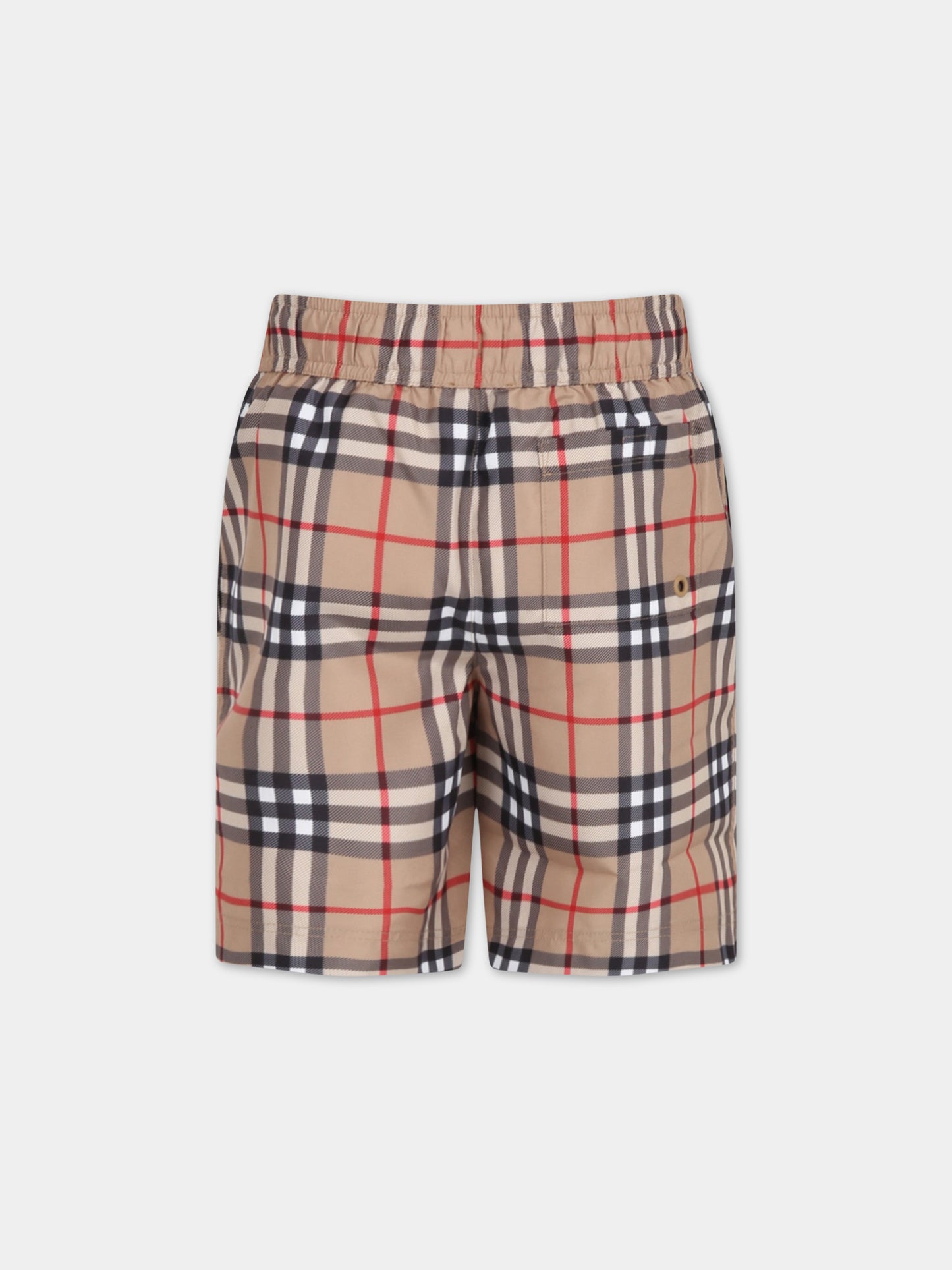 Boxer beige da mare per bambino con iconico check vintage,Burberry Kids,8062274