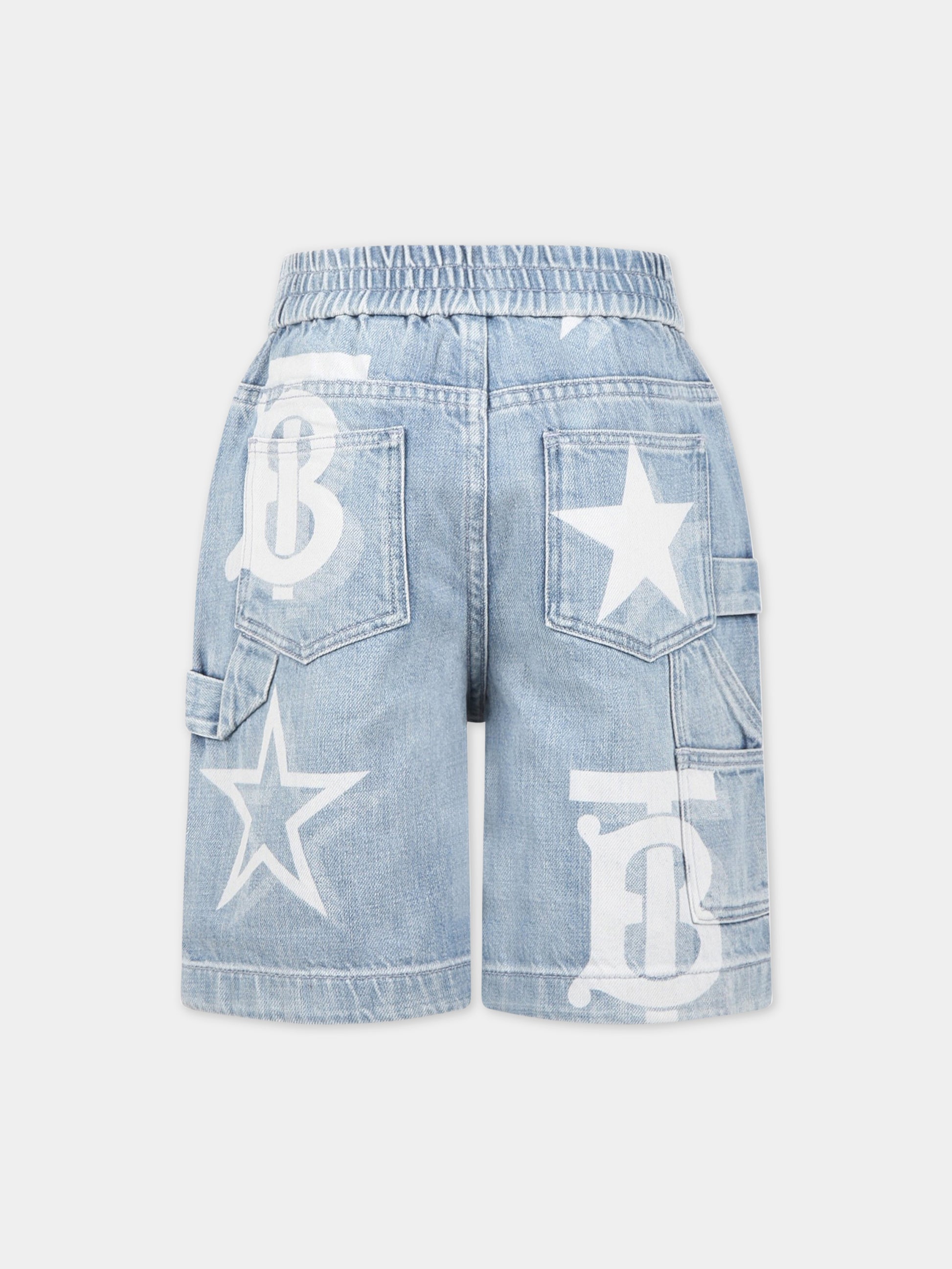 Shorts celesti per bambino con monogramm TB,Burberry Kids,8061230