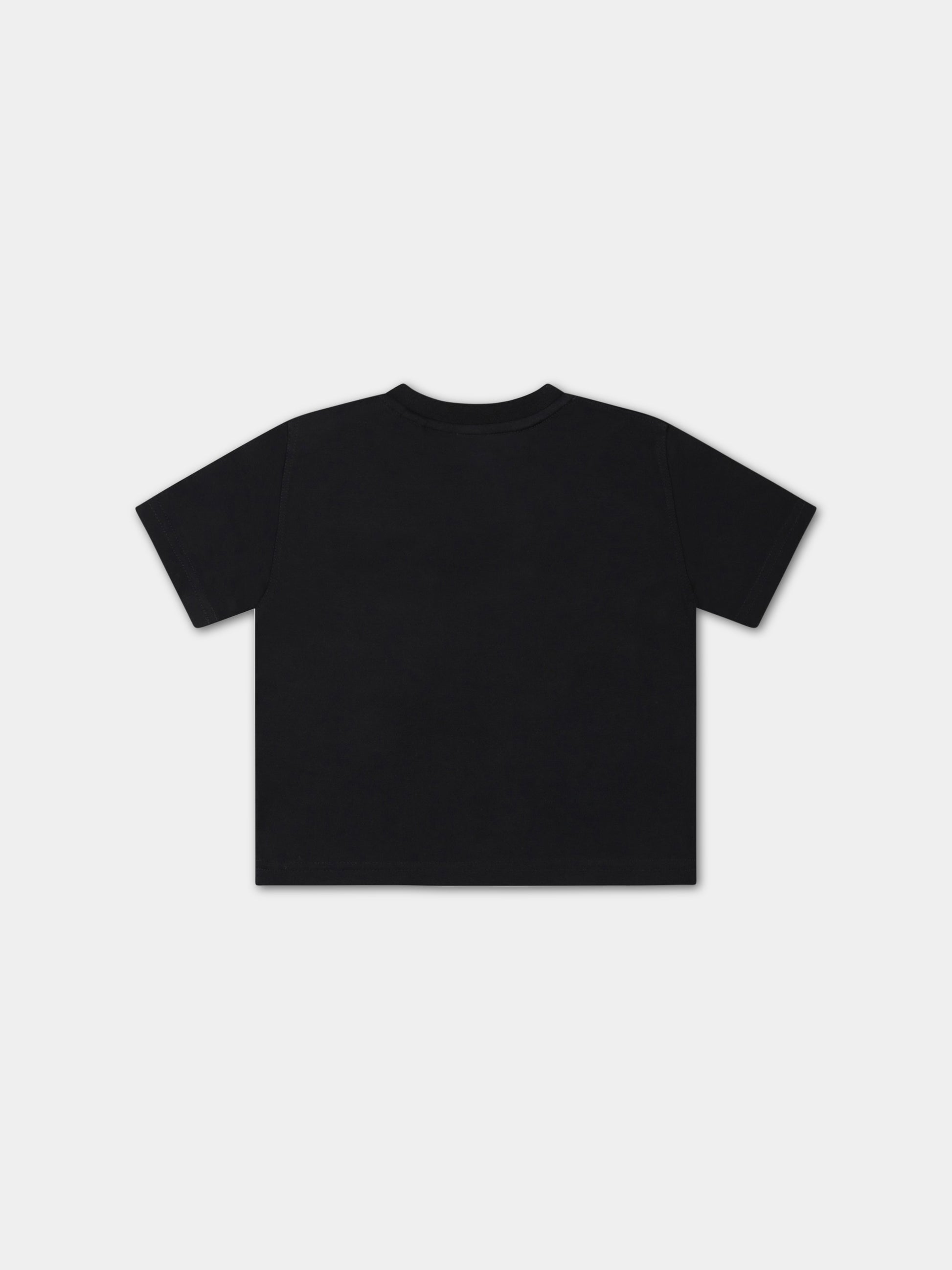 T-shirt nera per neonato con logo bianco,Burberry Kids,8064576