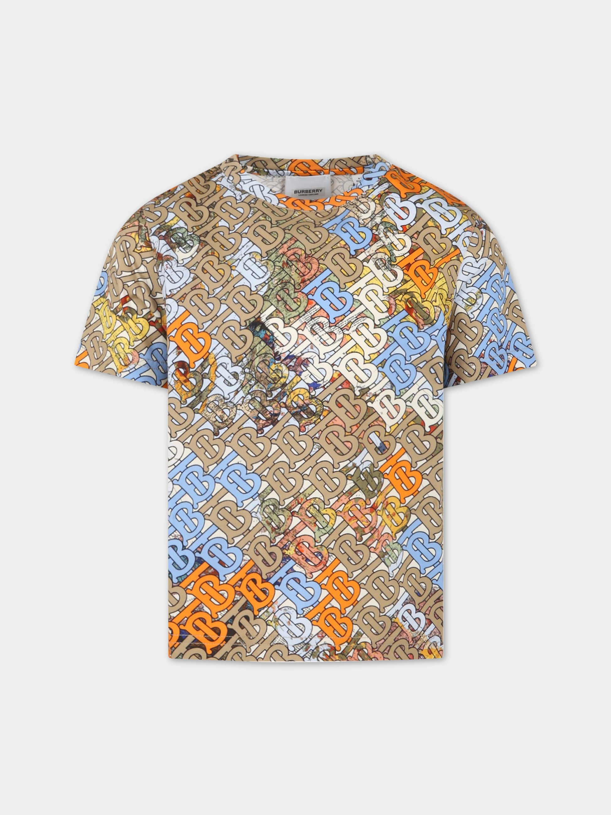 T-shirt multicolor per bambino con logo,Burberry Kids,8062180