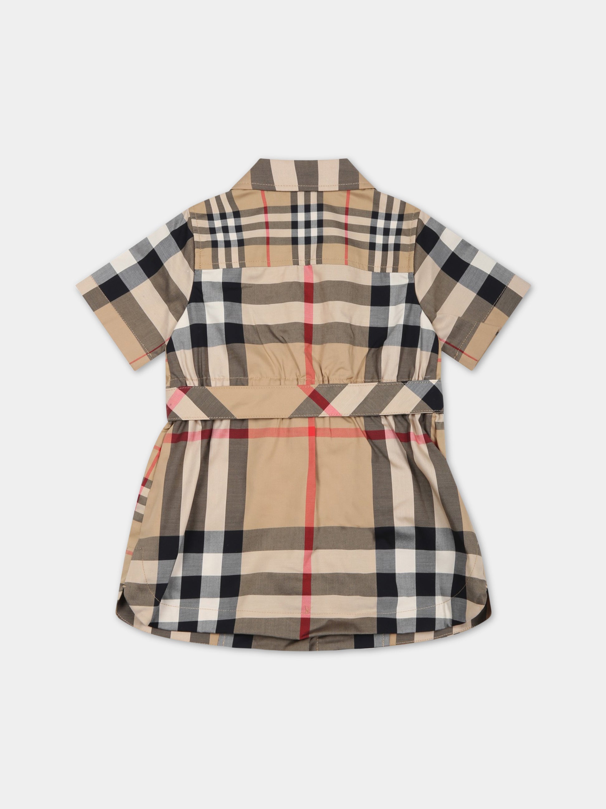 Vestito beige per neonata con iconico check vintage,Burberry Kids,8061952