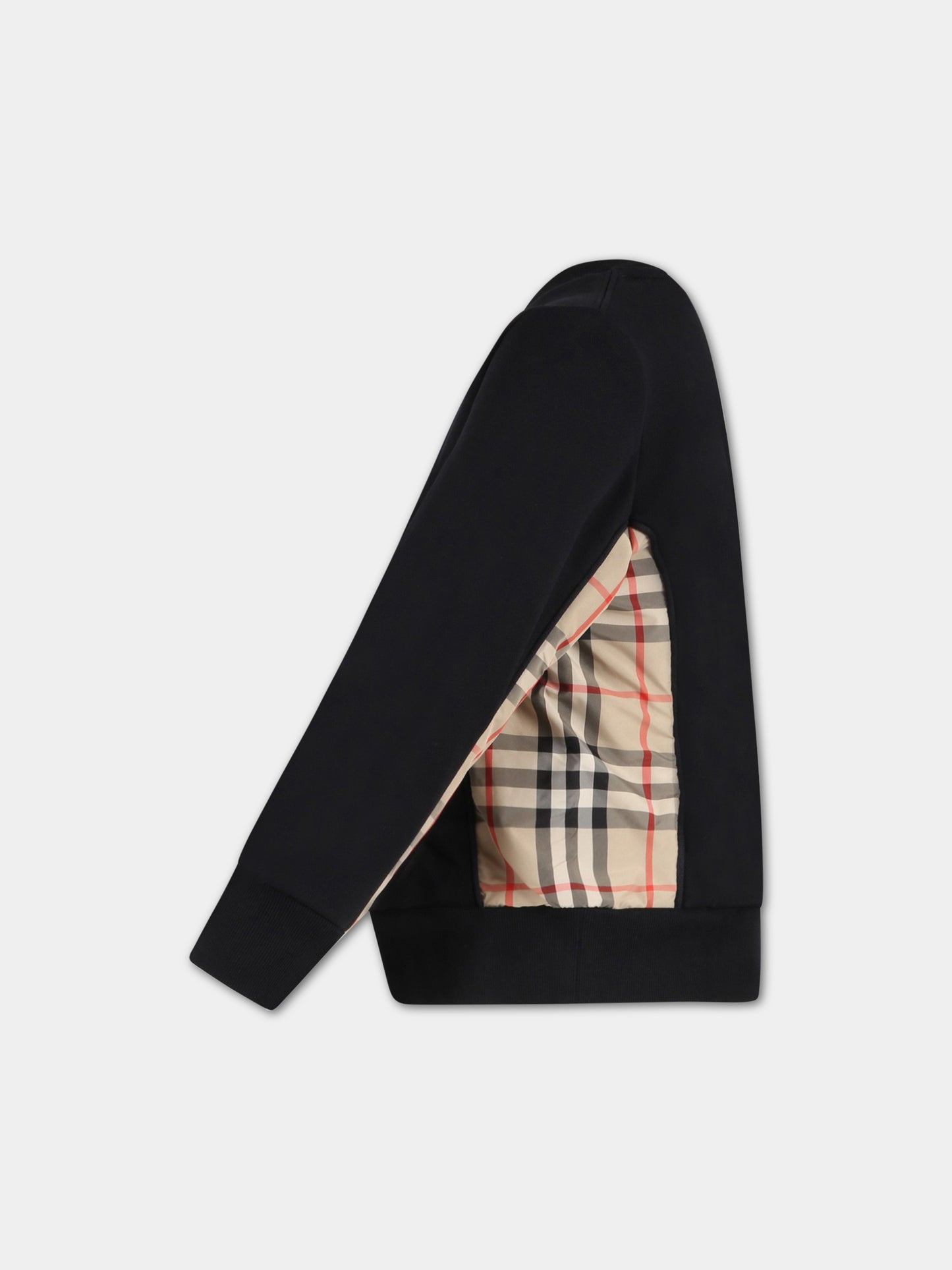 Felpa nera per bambini con check vintage,Burberry Kids,8060950