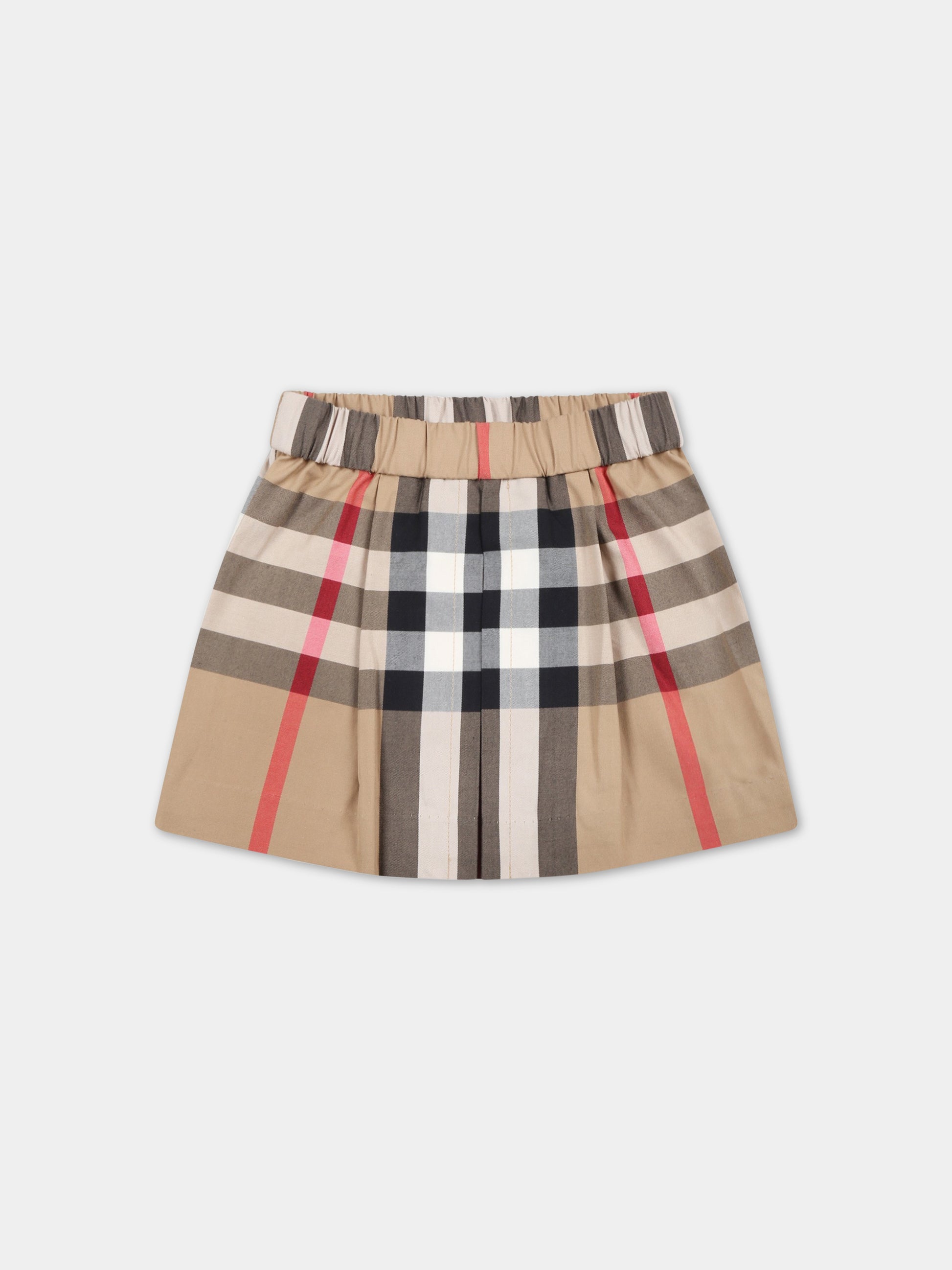 Gonna beige per neonata con check vintage,Burberry Kids,8061827