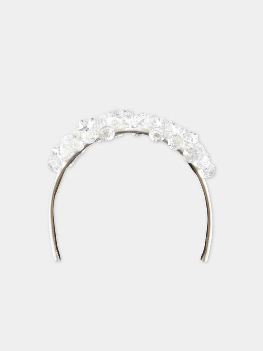 Cerchietto bianco per bambina con diamanti,Monnalisa,79A000 1075 0001
