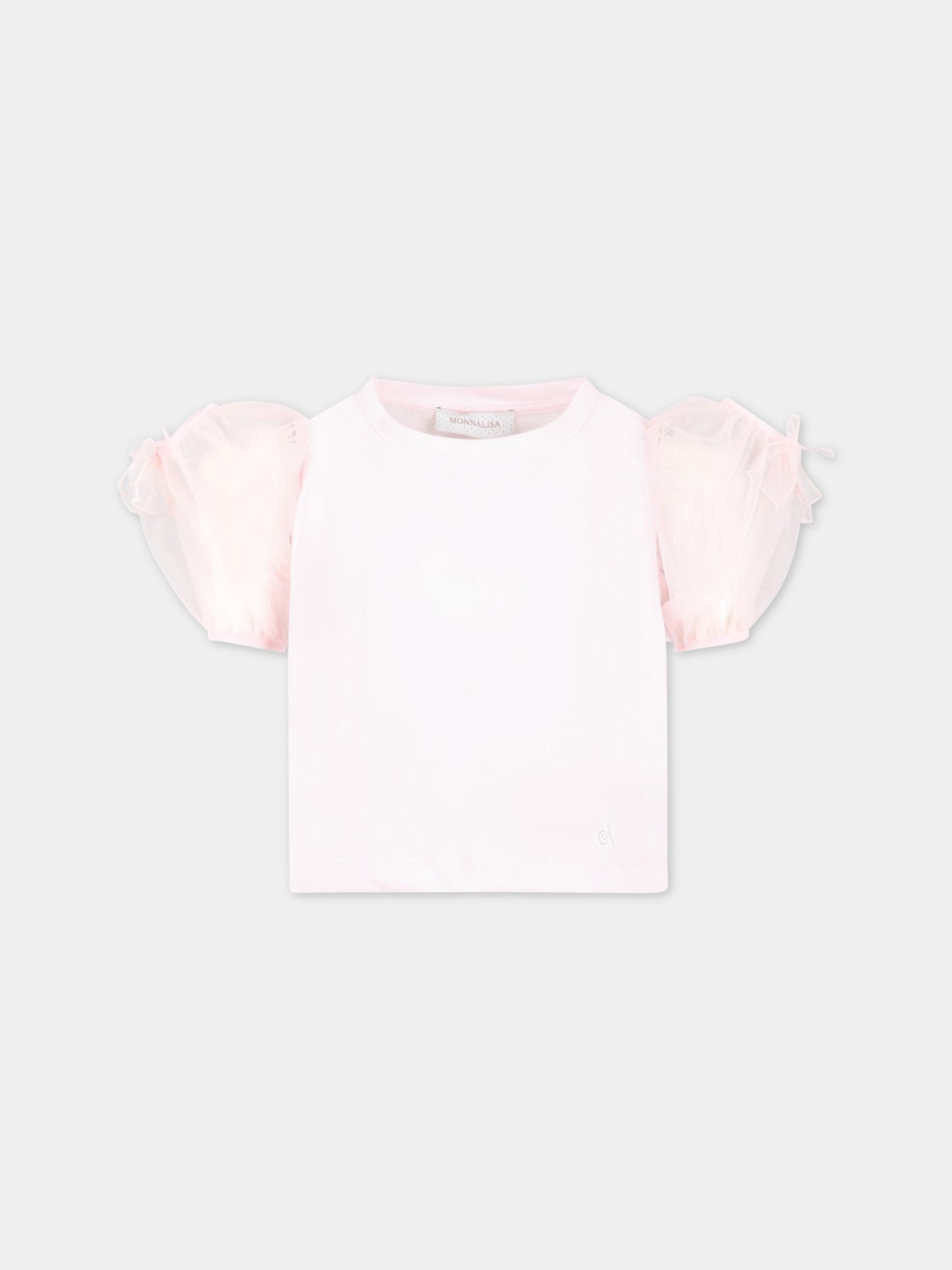 T-shirt rosa per bambina con logo,Monnalisa,71A303 1206 0091