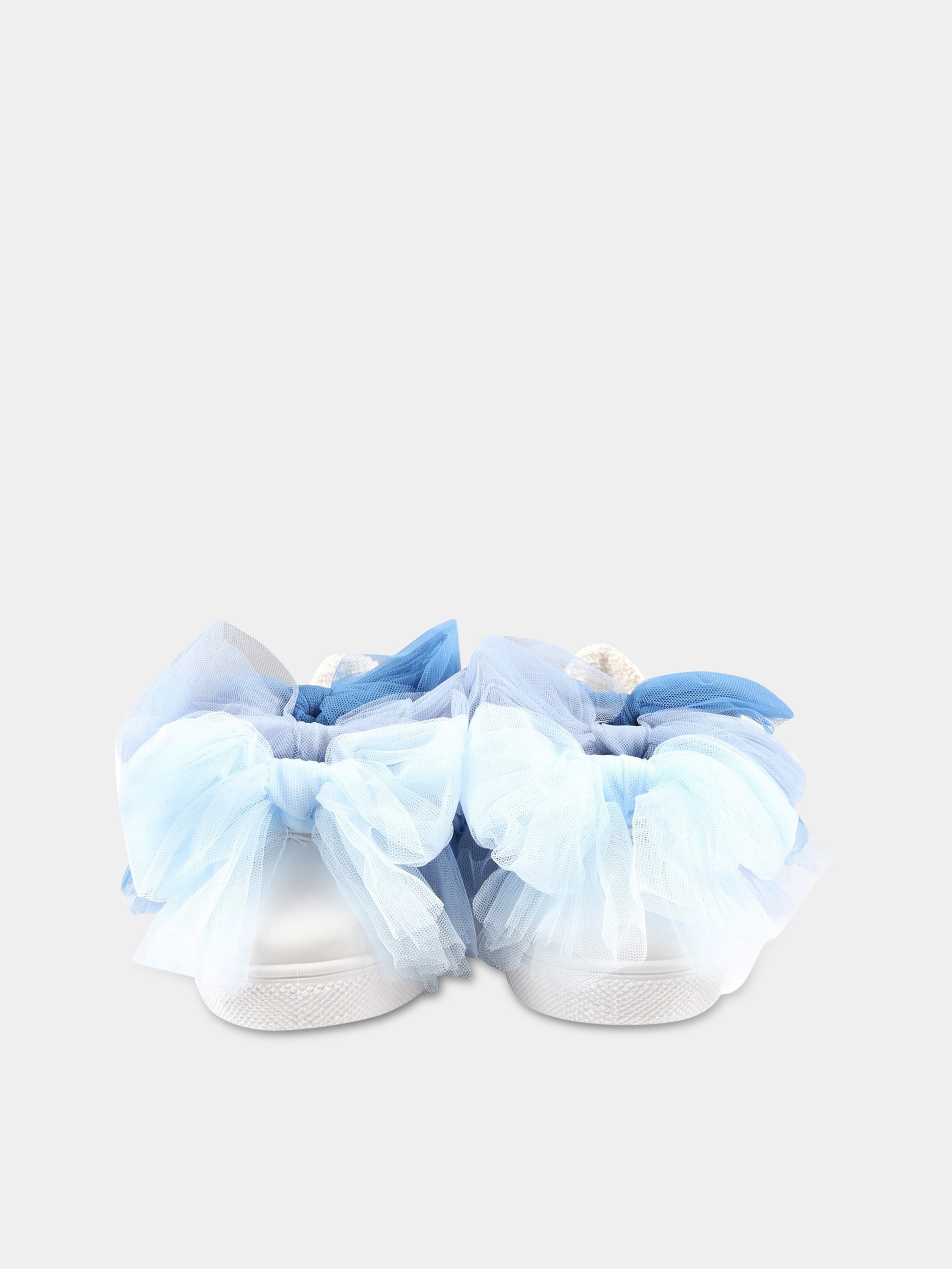 Sneakers bianche per bambina con fiocchi,Monnalisa,8CA010 1716 0152