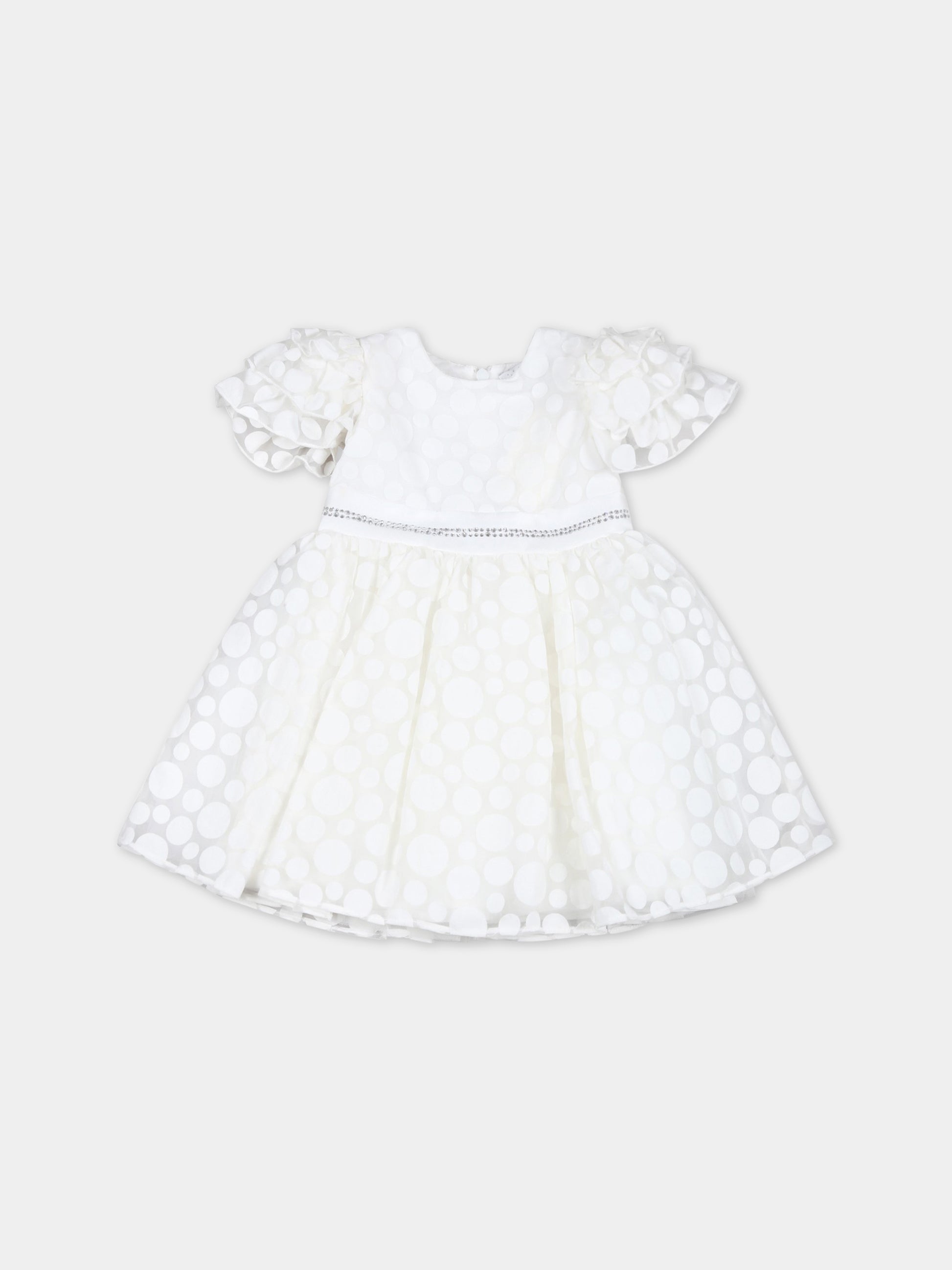 Vestito avorio per neonata con pois,Monnalisa,73A903 1120 0001