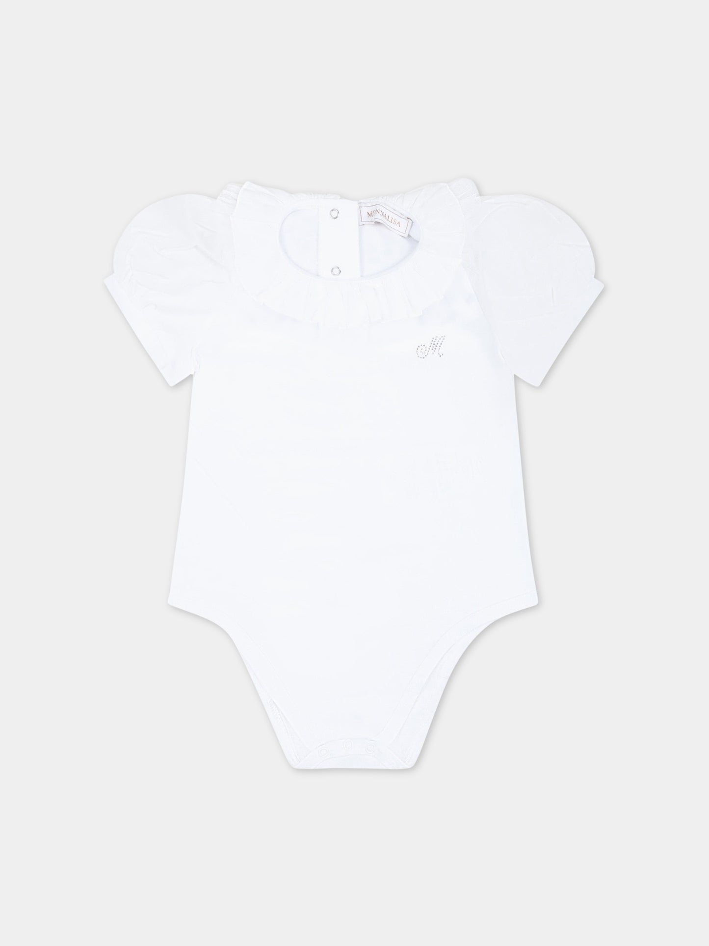 Body bianco per neonata con logo,Monnalisa,37A300 1206 0099
