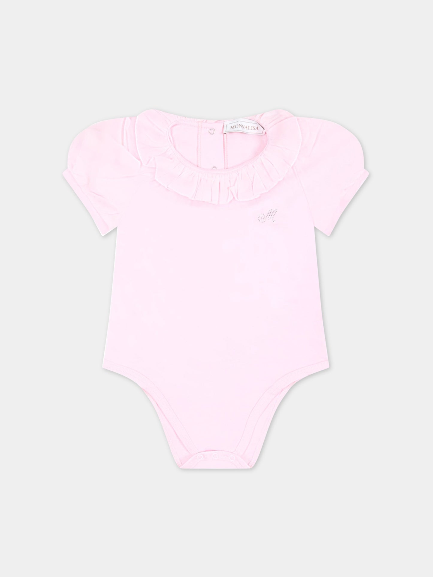 Body rosa per neonata con logo,Monnalisa,37A300 1206 0090