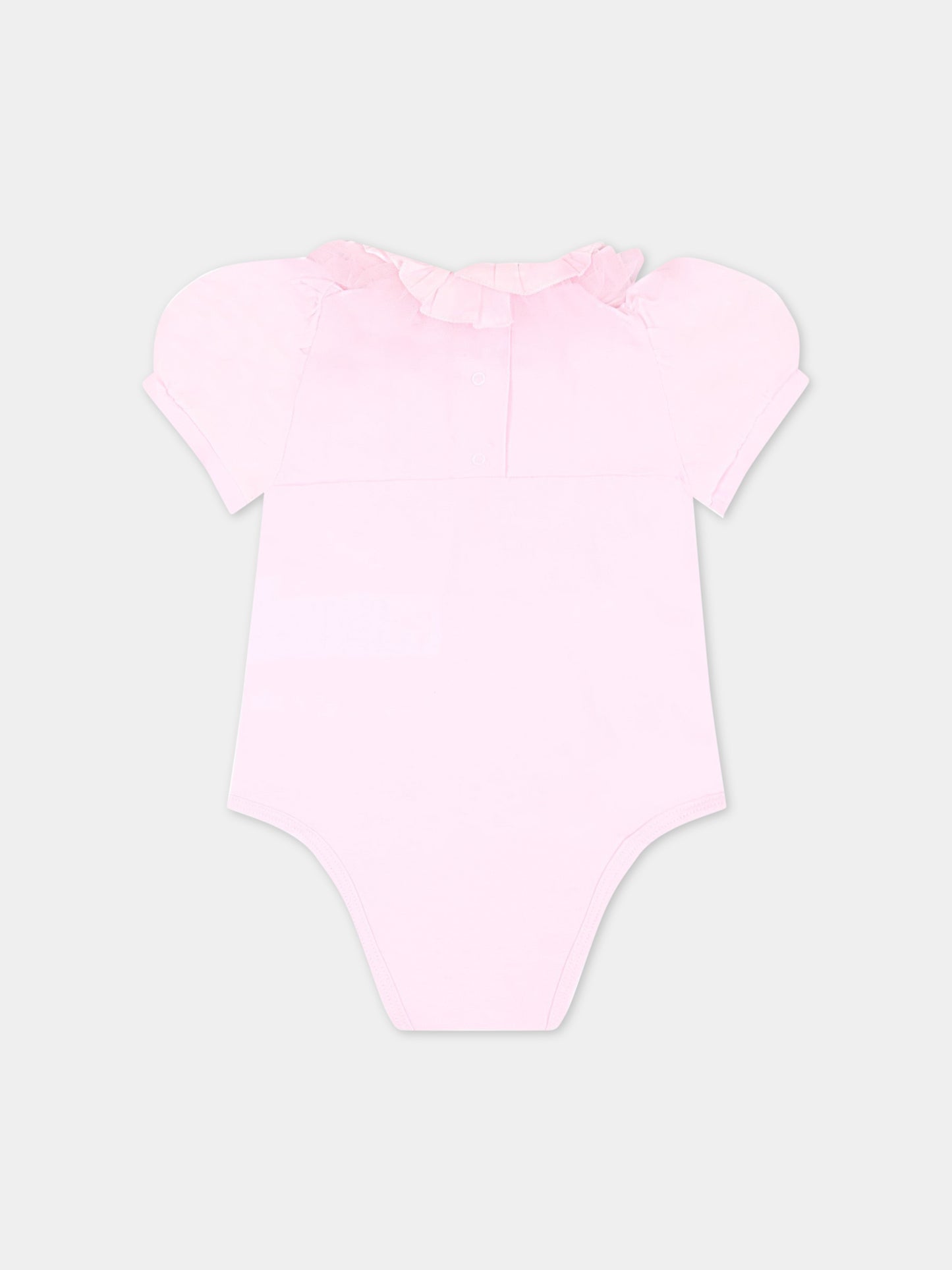Body rosa per neonata con logo,Monnalisa,37A300 1206 0090
