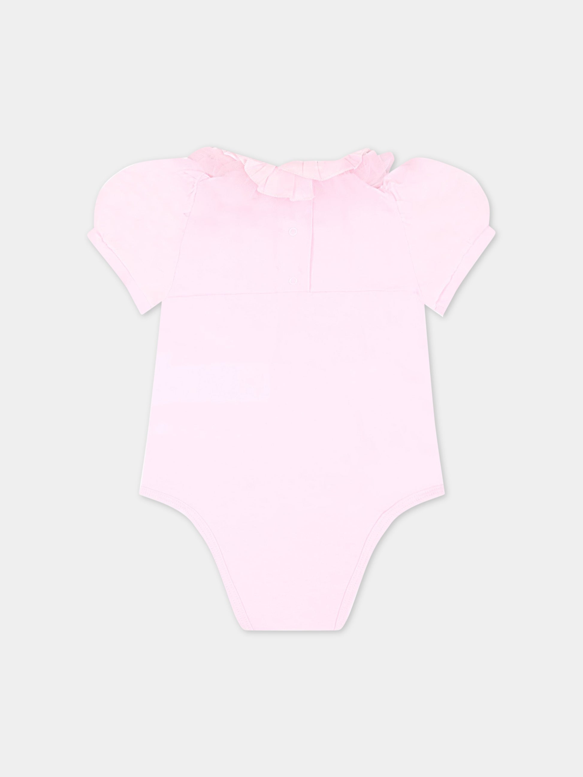 Body rosa per neonata con logo,Monnalisa,37A300 1206 0090