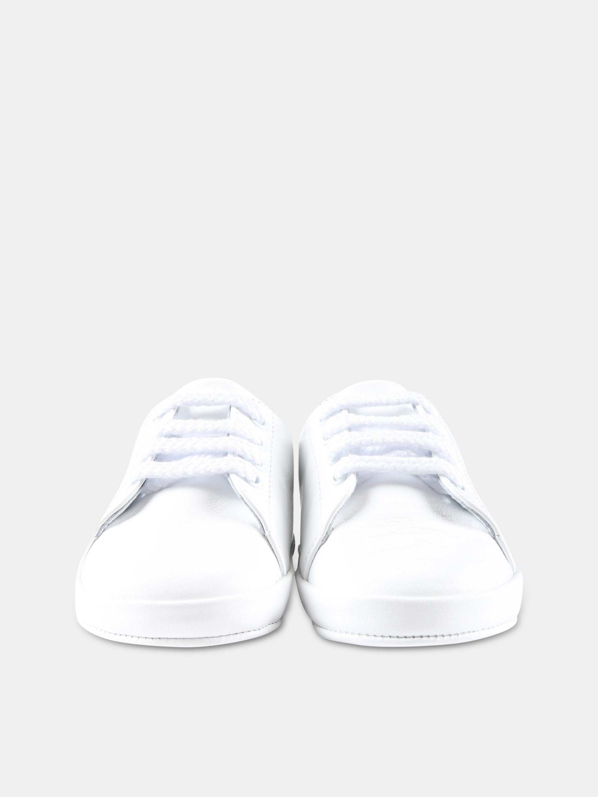 Sneakers bianche da culla per neonato con logo nero,Balmain Kids,BS0576 Y0051 100NE