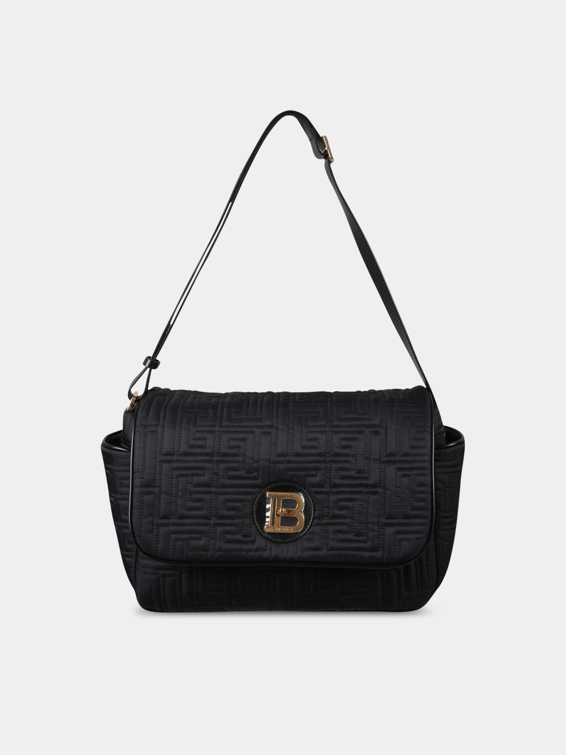 Borsa-mamma nera per neonati con logo,Balmain Kids,BS0628 Z1224 930