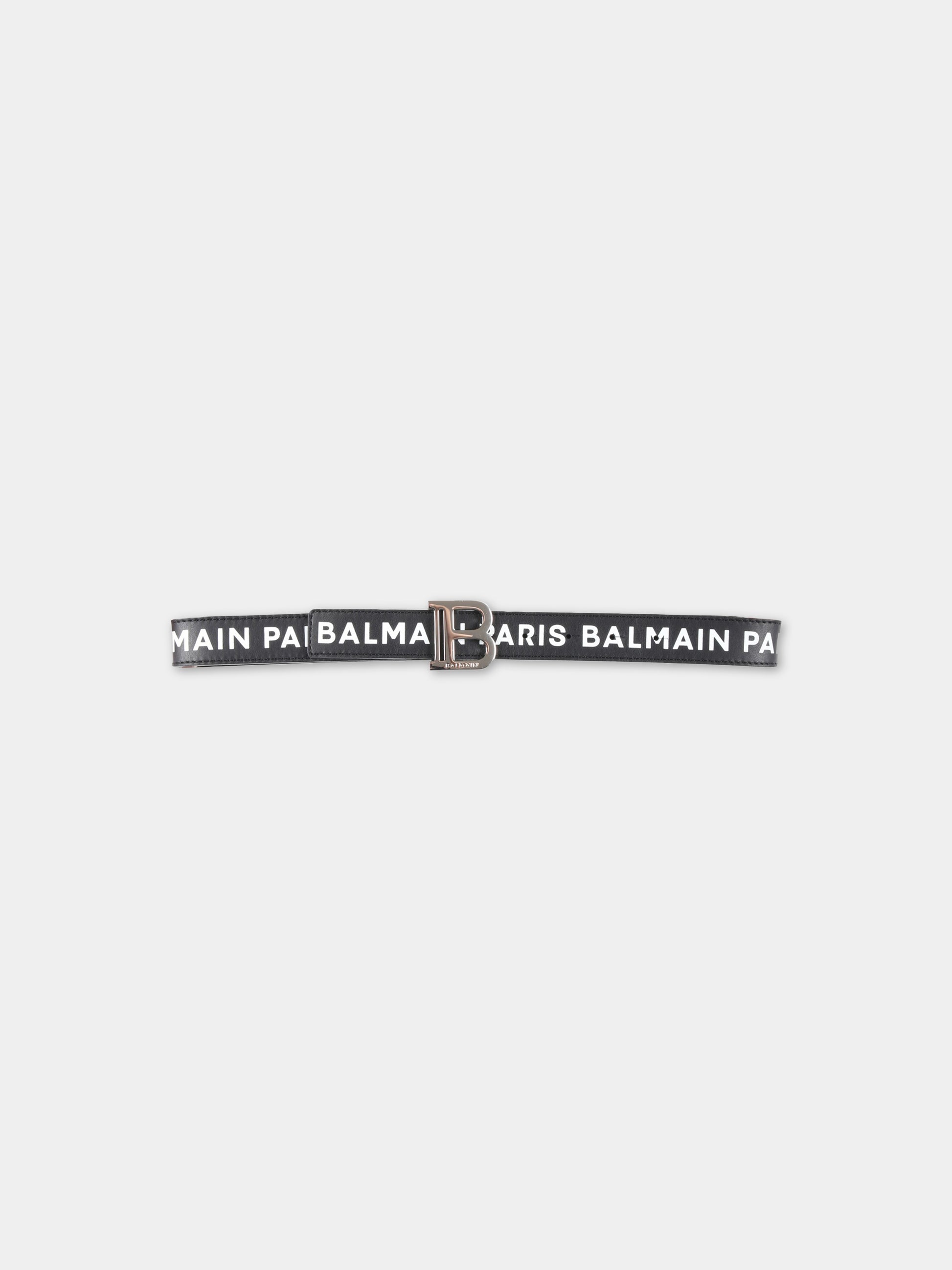 Cintura nera per bambini con logo bianco,Balmain Kids,BS0P21 Z0847 930