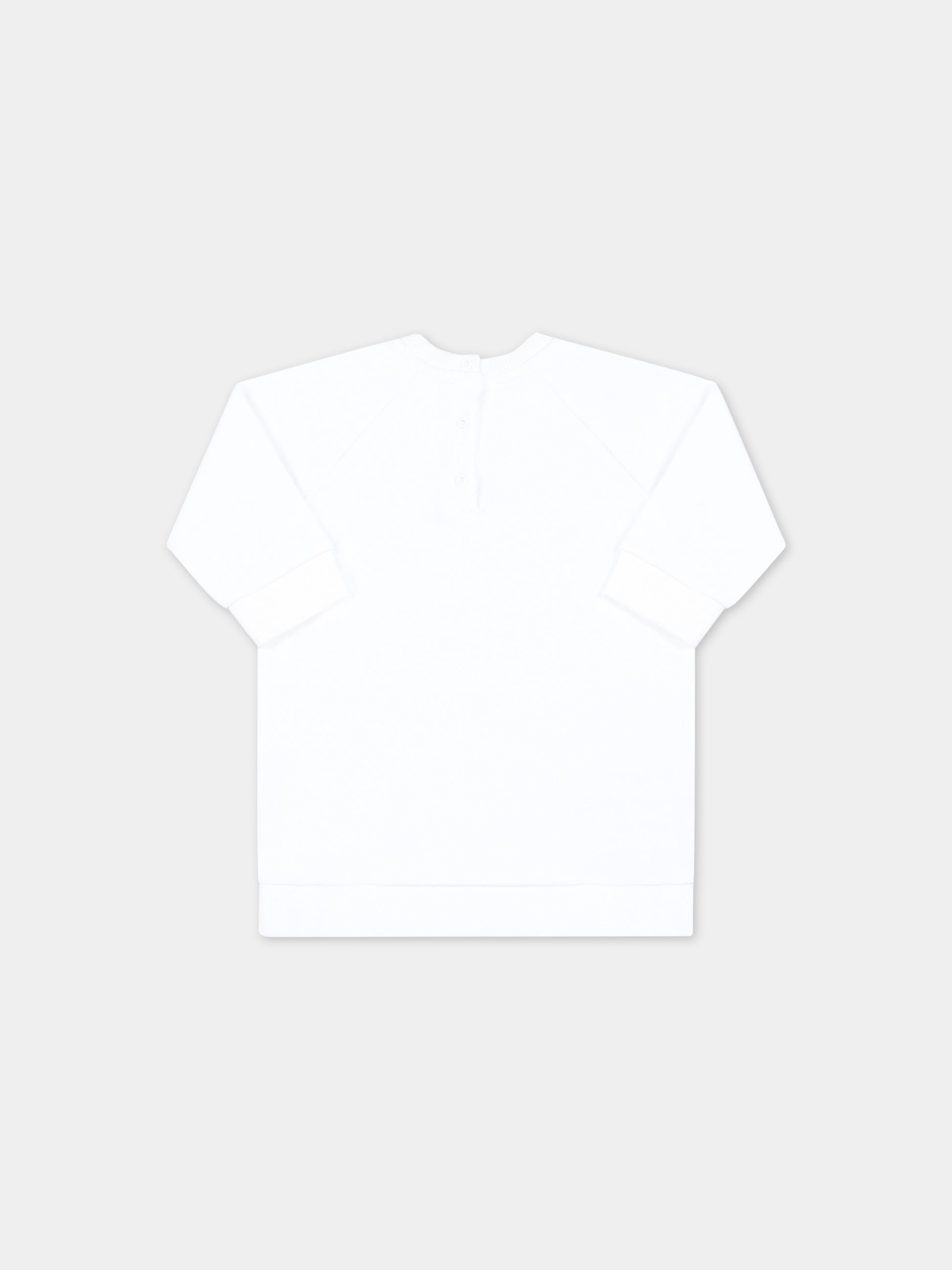 Vestito bianco per neonata con logo dorato,Balmain Kids,BS1000 Z0001 100OR