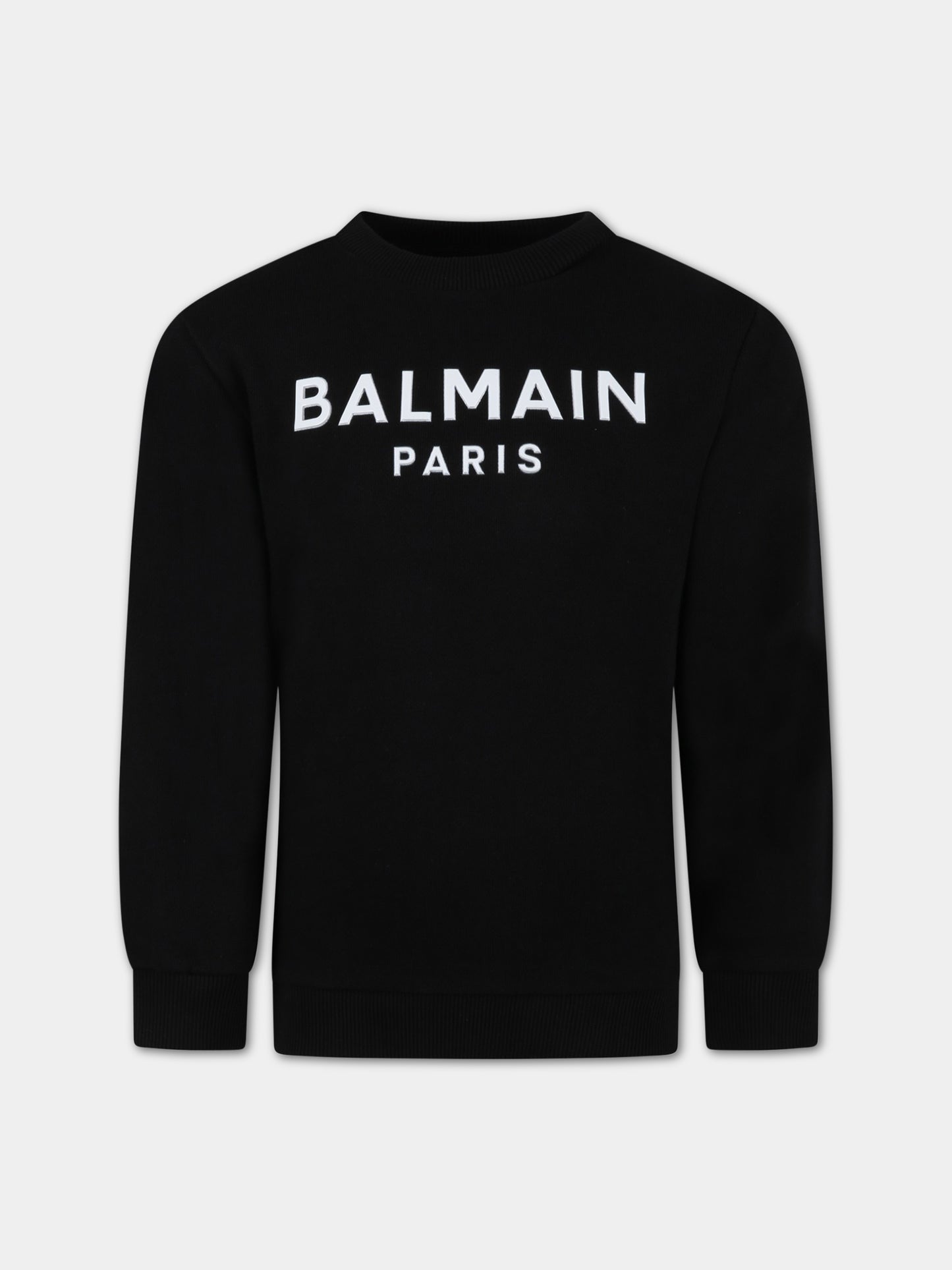 Felpa nera per bambini con logo bianco,Balmain Kids,BS4P80 Z0001 930NE