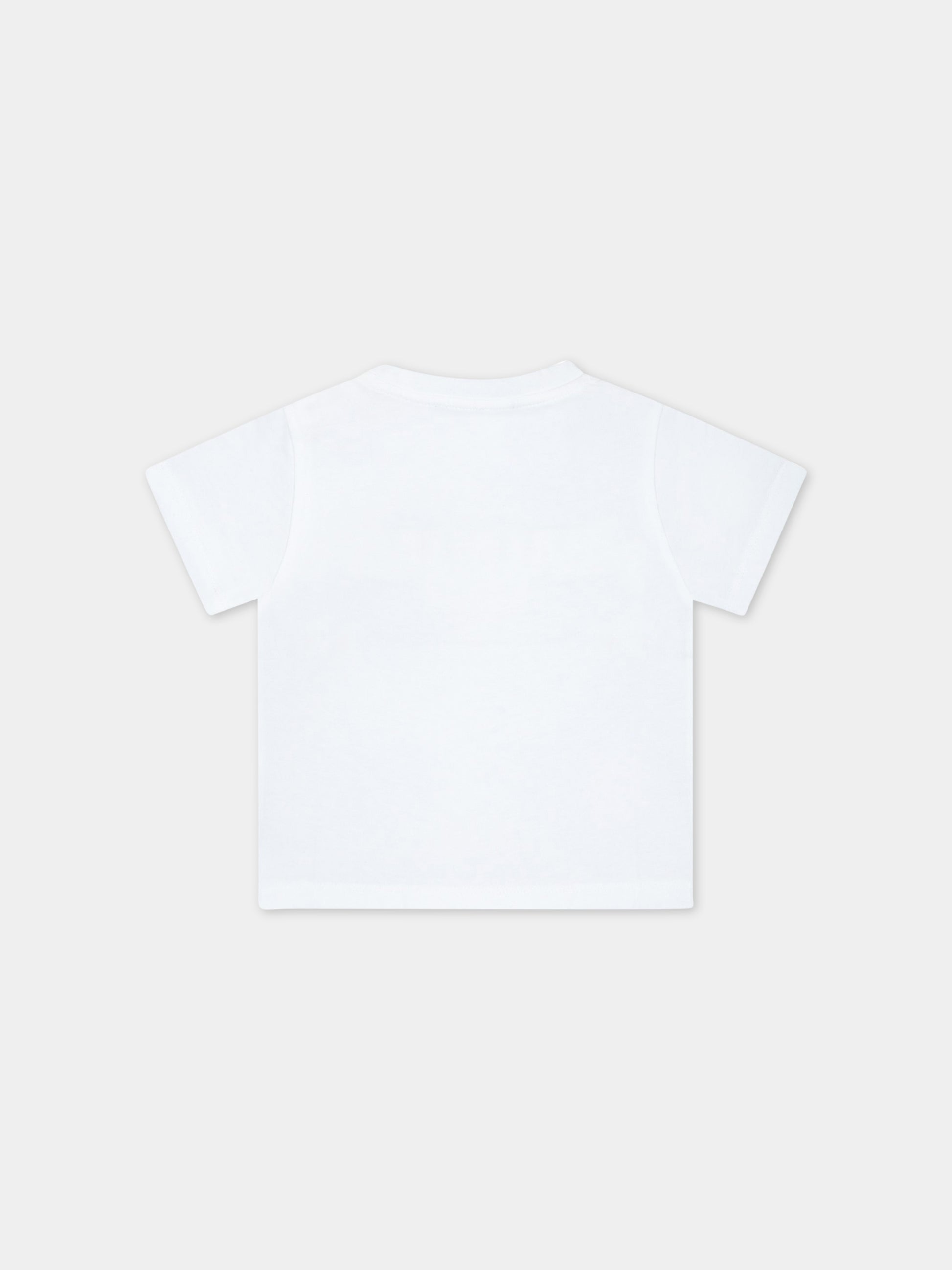 T-shirt bianca per bambini con logo dorato in rilievo,Balmain Kids,BS8001 Z0057 100OR