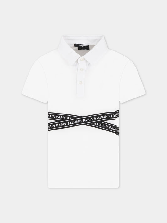 Camicia bianca per bambino con logo,Balmain Kids,BS8P91 J0177 100