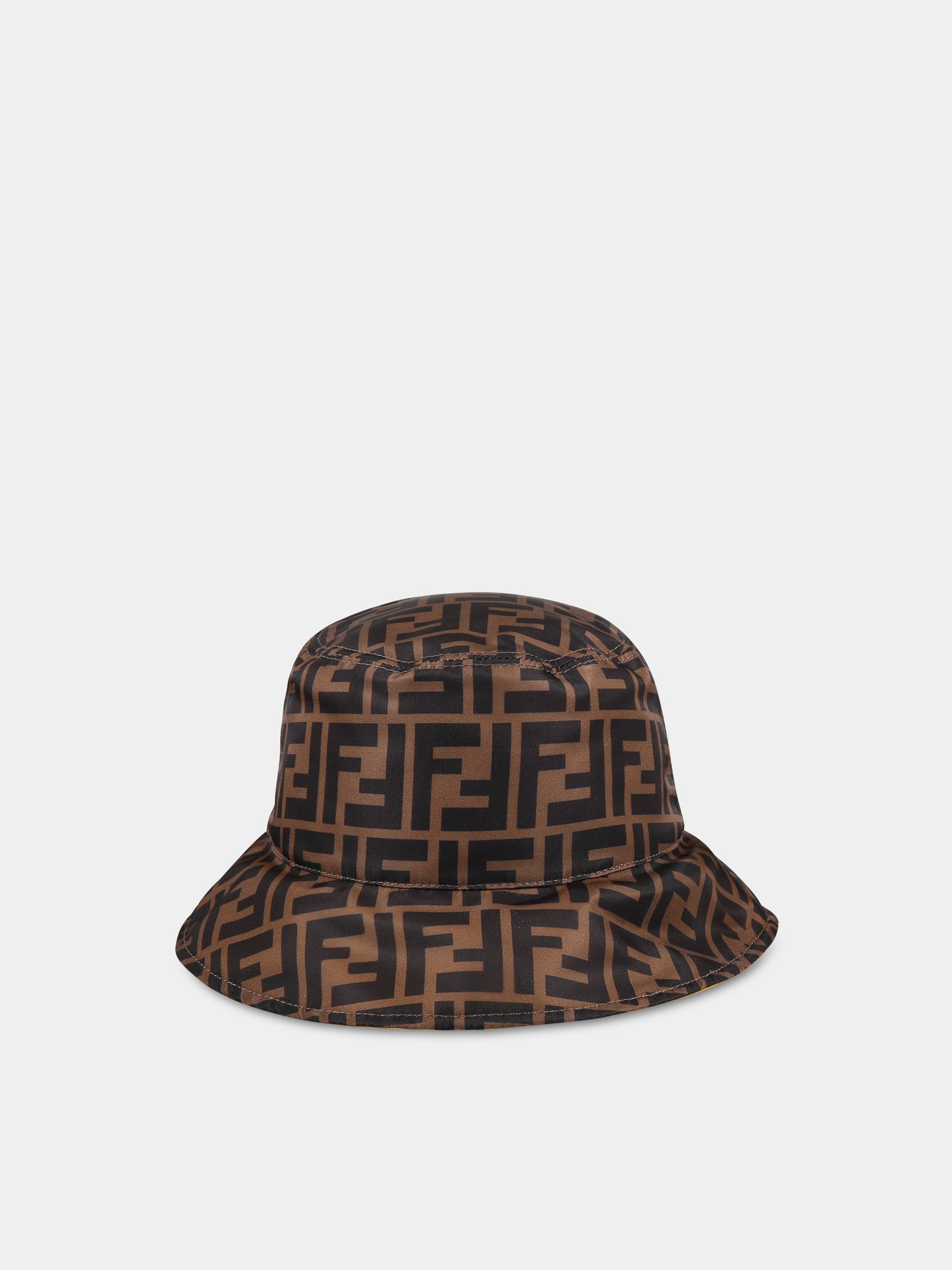 Cloche marrone per bambini con iconiche doppie FF,Fendi Kids,JUP017 AMRQ F17QF