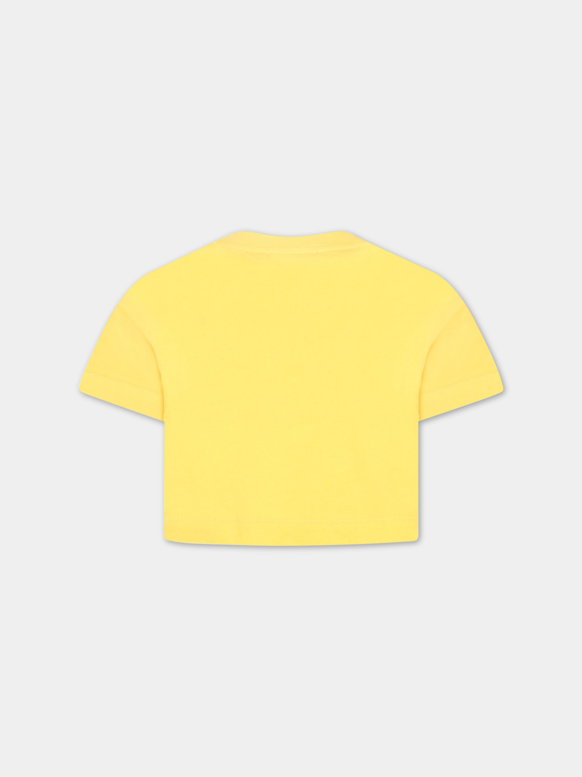 T-shirt gialla per bambina con logo bianco,Fendi Kids,JFI276 7AJ F08HW