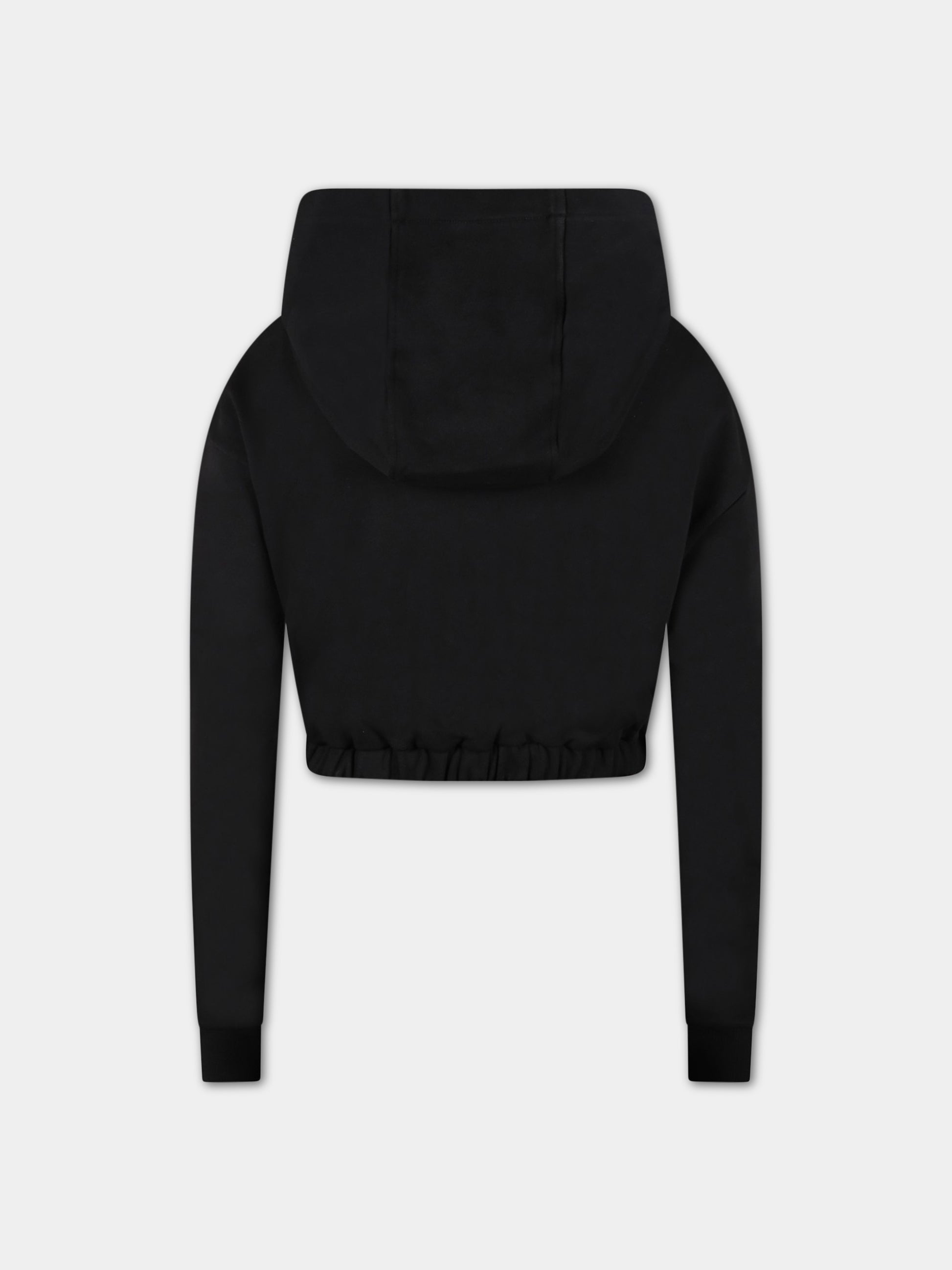 Felpa nera per bambina con logo giallo FF,Fendi Kids,JFH135 5V0 F0GME