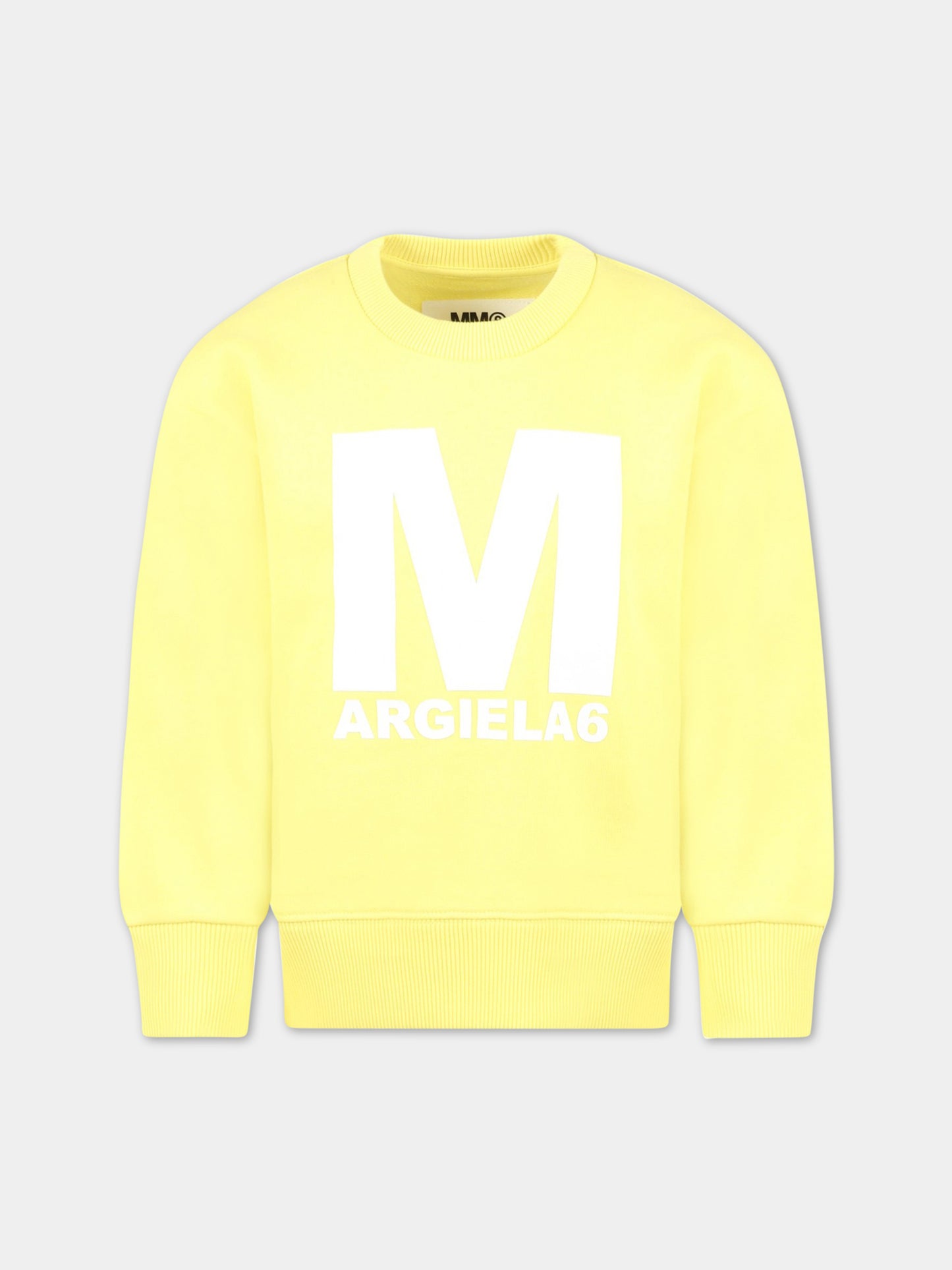 Felpa gialla per bambini con logo bianco,Mm6 Maison Margiela,M60320 MM007 M6203
