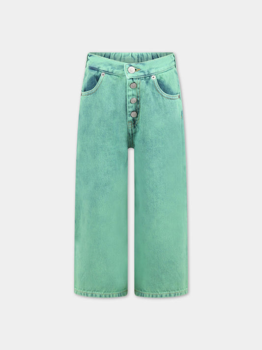 Jeans verde per bambina con patch logato,Mm6 Maison Margiela,M60053 MM00H M6506