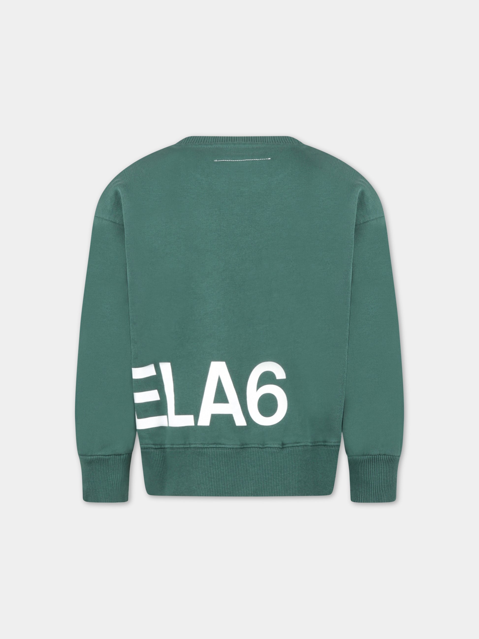 Felpa verde per bambini con logo bianco,Mm6 Maison Margiela,M60313 MM006 M6507