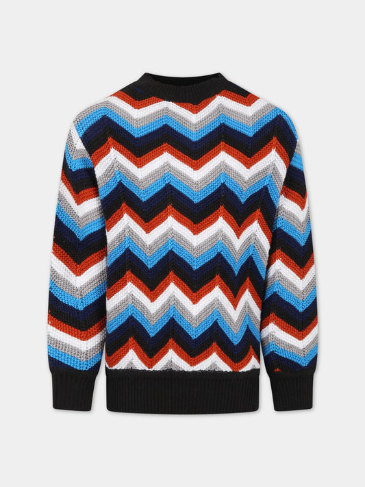 Maglione multicolor per bambino con motivo a chevron,Missoni,MS9P00 X0018 999BL