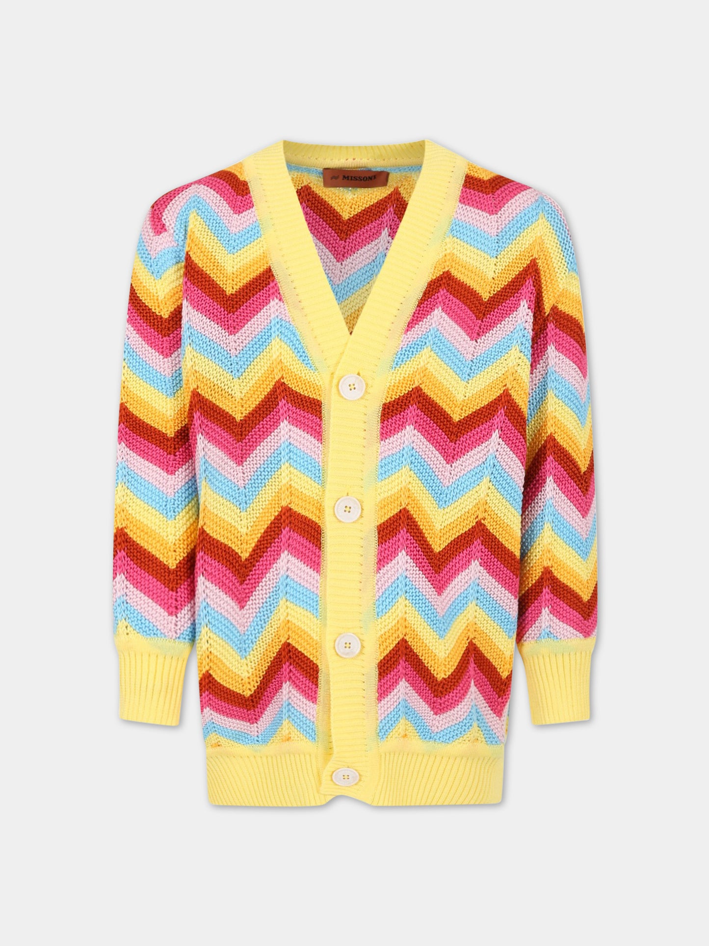 Cardigan multicolor per bambina con motivo a chevron,Missoni,MS9P10 X0018 999RS