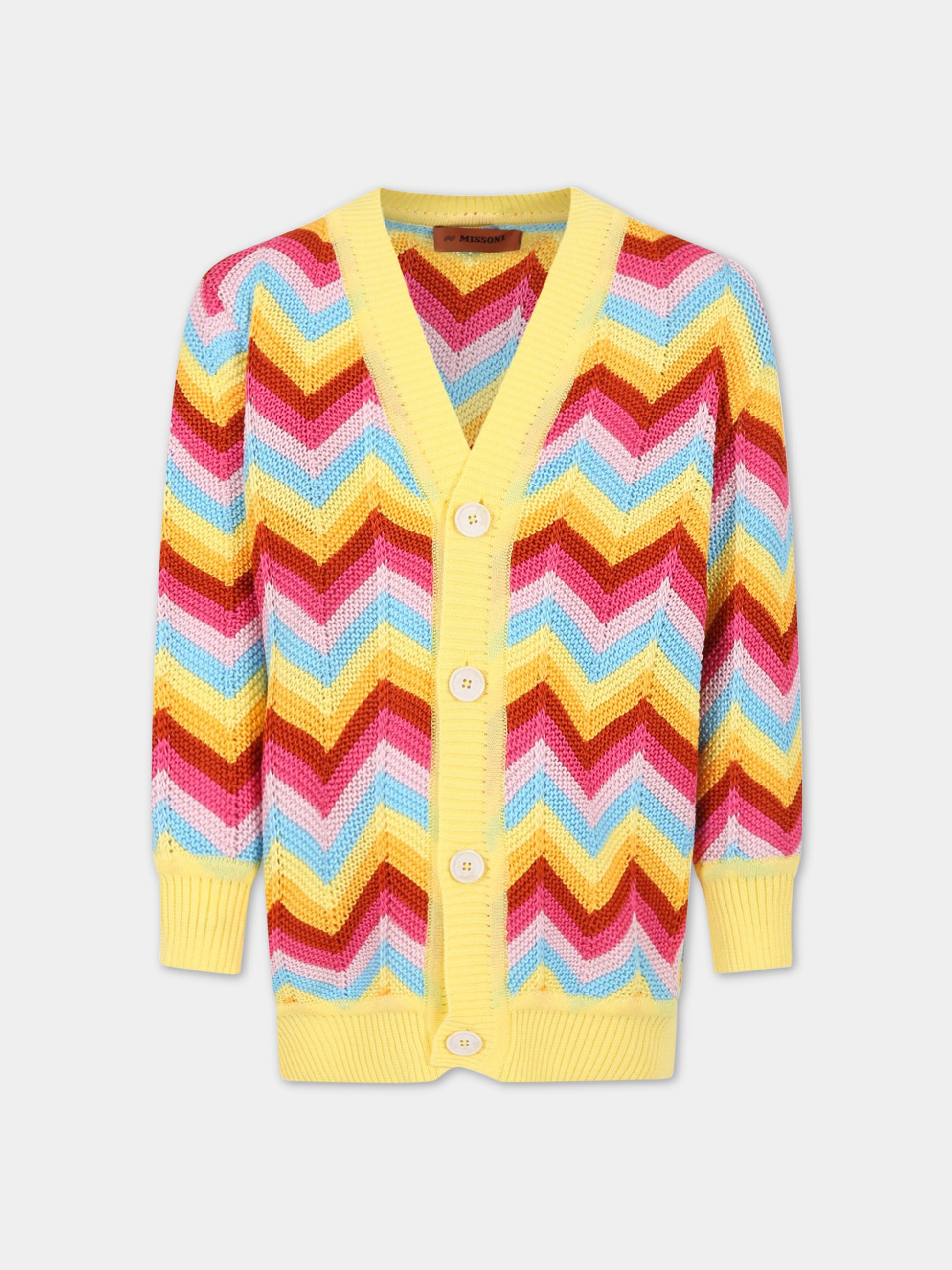 Cardigan multicolor per bambina con motivo a chevron,Missoni,MS9P10 X0018 999RS