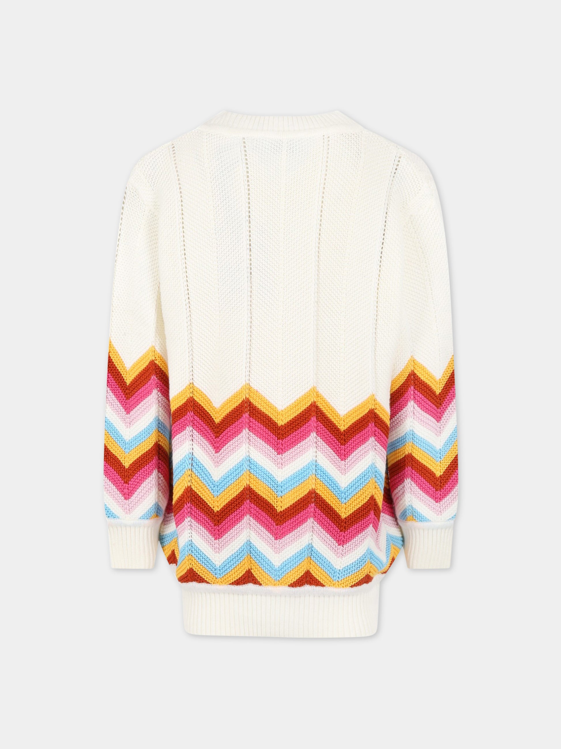 Cardigan bianco per bambina con motivo a chevron,Missoni,MS9P20-X0018 100MC