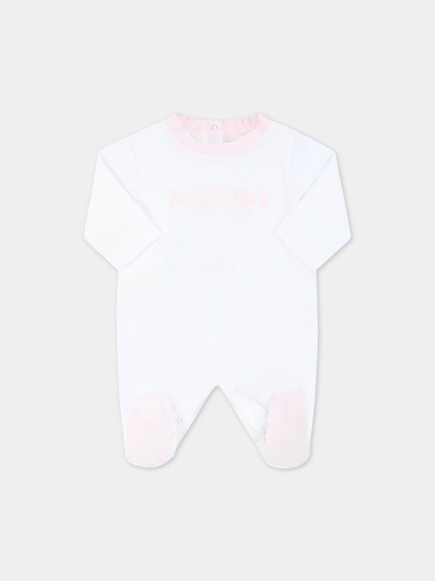 Set bianco per neonata con logo rosa,Missoni,MSB019 J0177 100RS