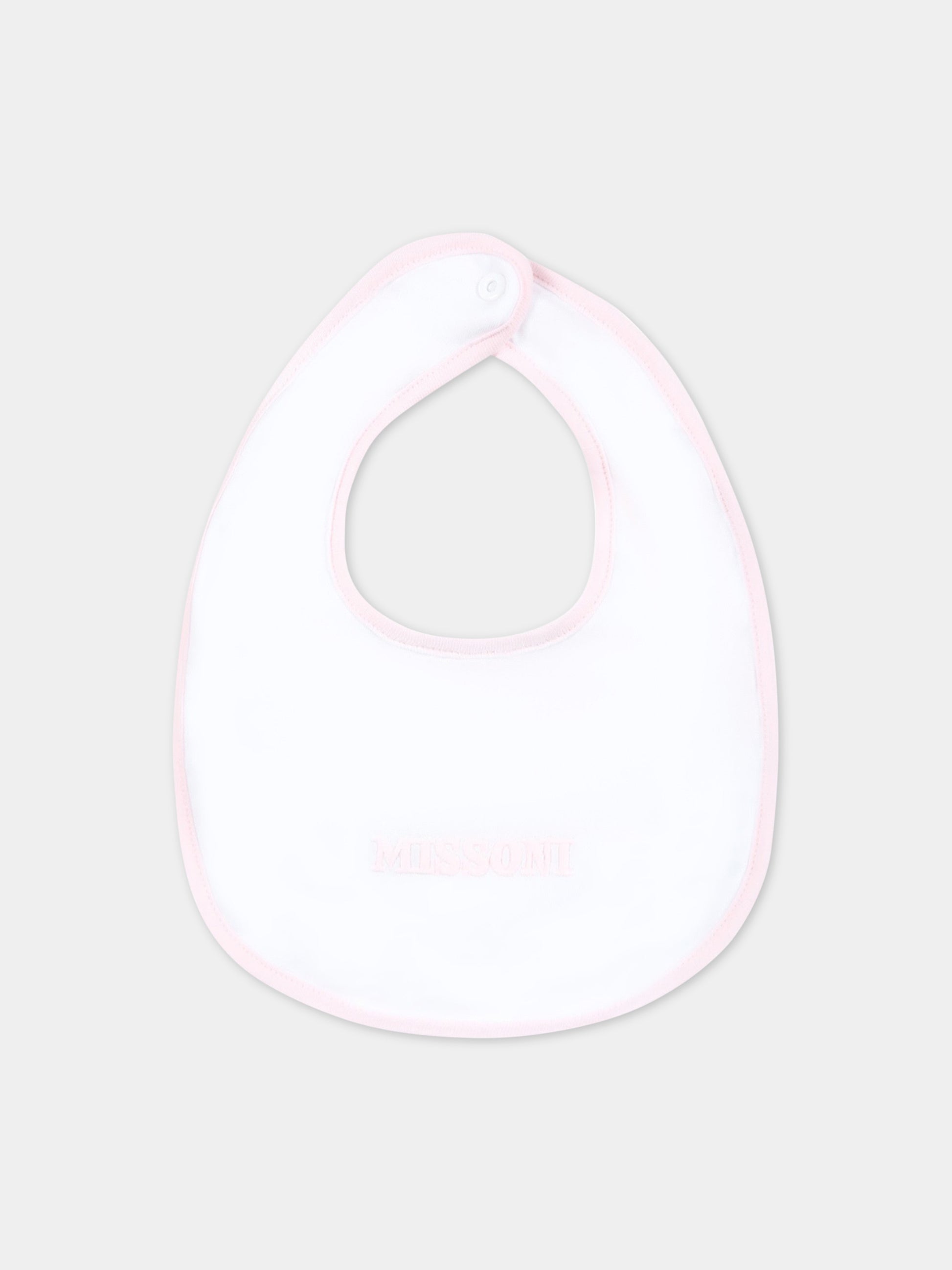 Set bianco per neonata con logo rosa,Missoni,MSB019 J0177 100RS