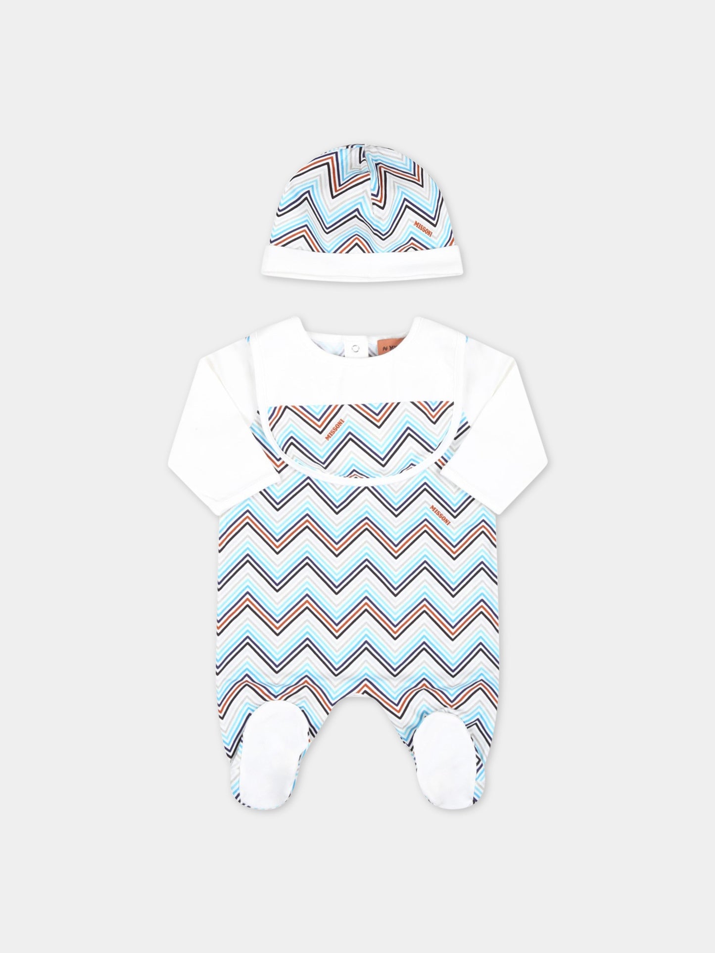 Set bianco per neonato con motivo a chevron,Missoni,MSB029 J0273 100BL