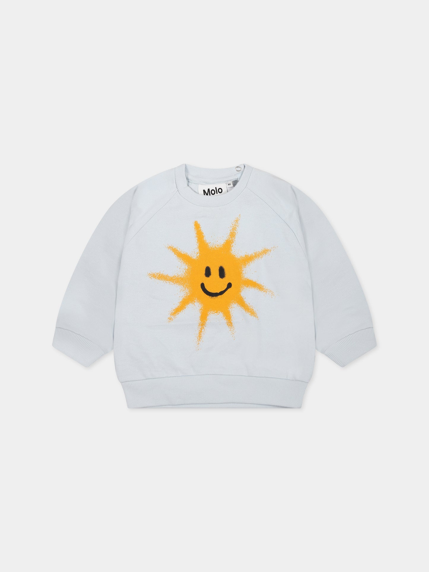 Felpa celeste per neonato con stampa sole,Molo,6S23J202 8068