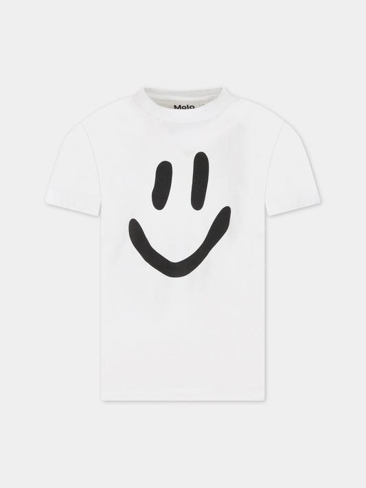 T-shirt bianca per bambini con smile nero,Molo,6S23A207 0000