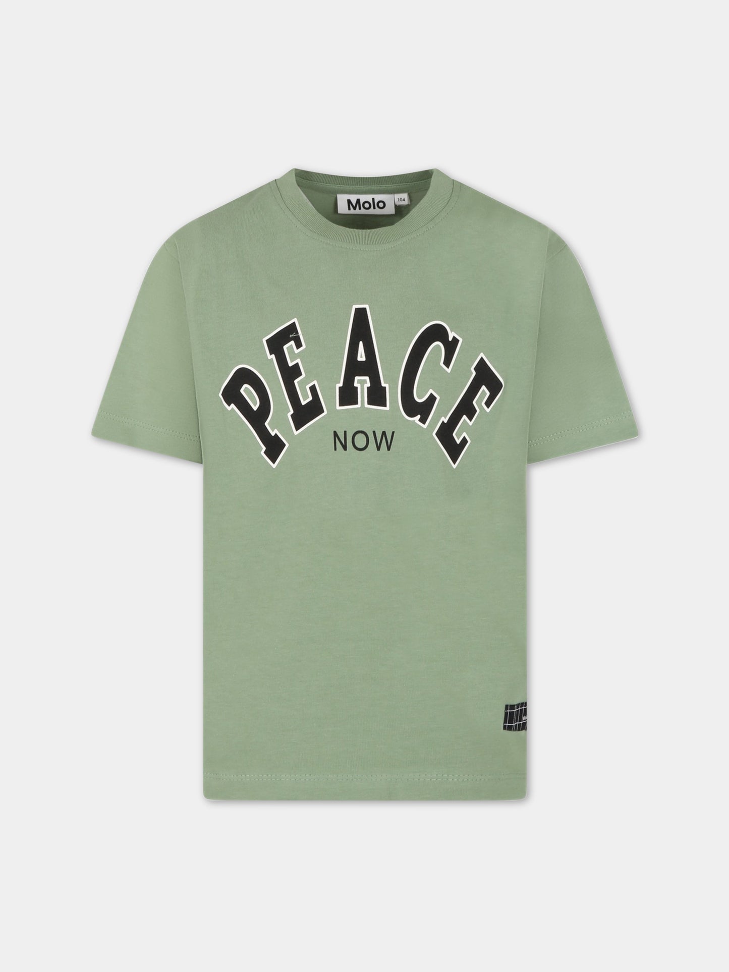 T-shirt verde per bambino con scritta Peace,Molo,6S23A216 8729